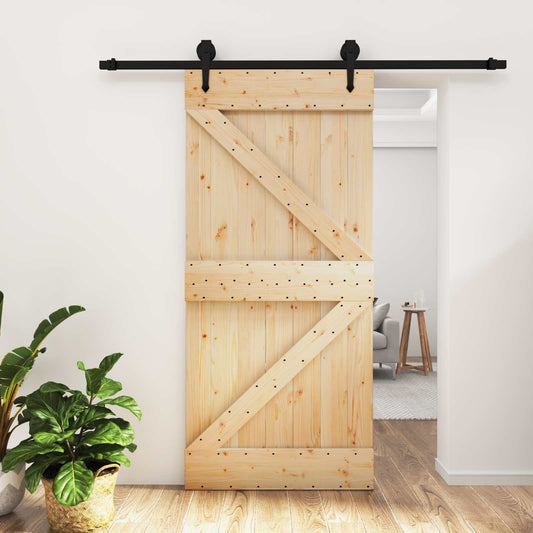 Schuifdeur Naturel en Zwart 95 x 210 cm Massief Grenenhout is nu te koop bij PeponiXL, paradijselijk wonen!