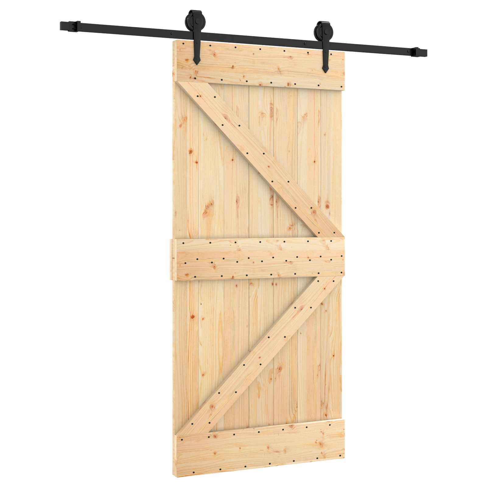 Schuifdeur Naturel en Zwart 95 x 210 cm Massief Grenenhout is nu te koop bij PeponiXL, paradijselijk wonen!