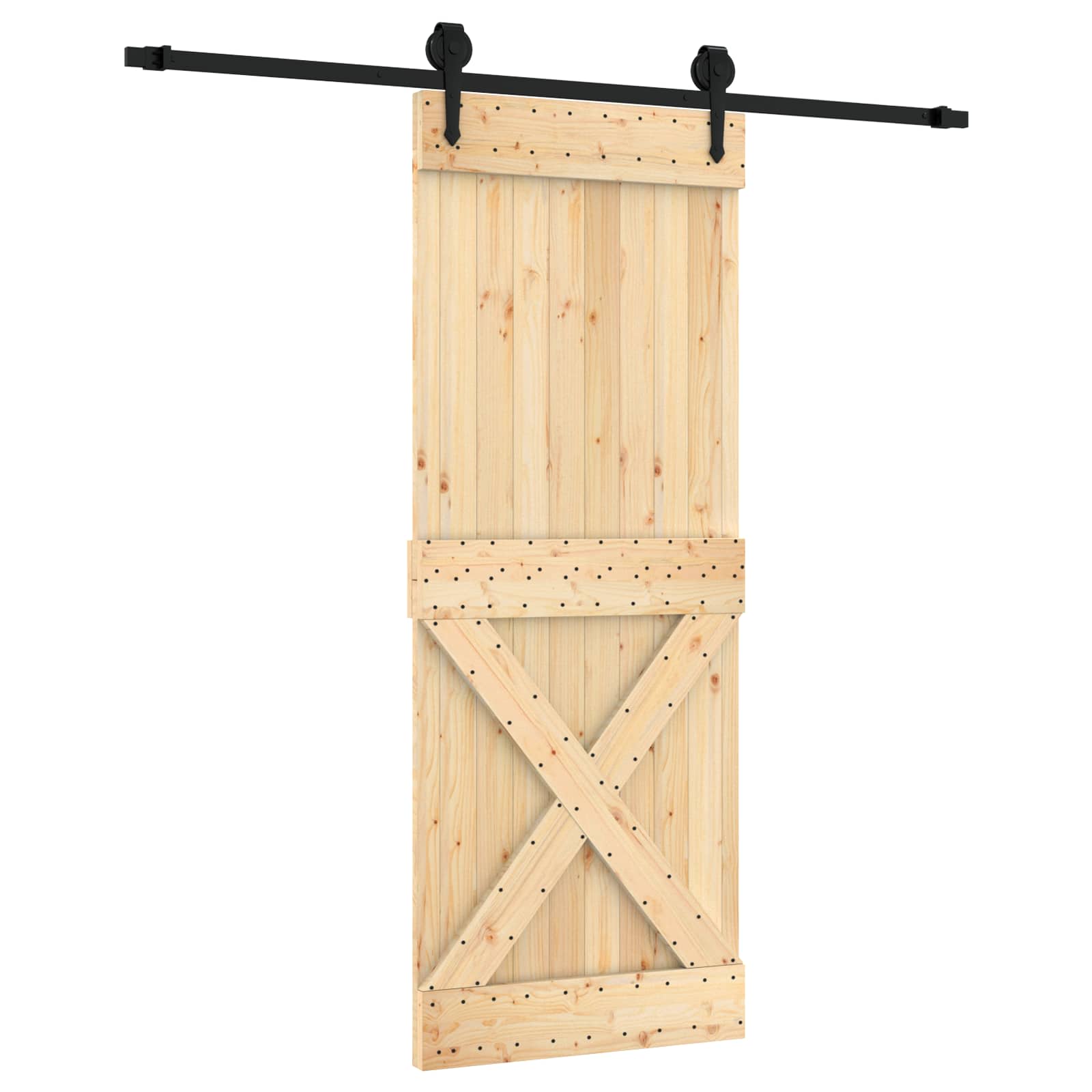 Schuifdeur Naturel en Zwart 80 x 210 cm Massief Grenenhout is nu te koop bij PeponiXL, paradijselijk wonen!