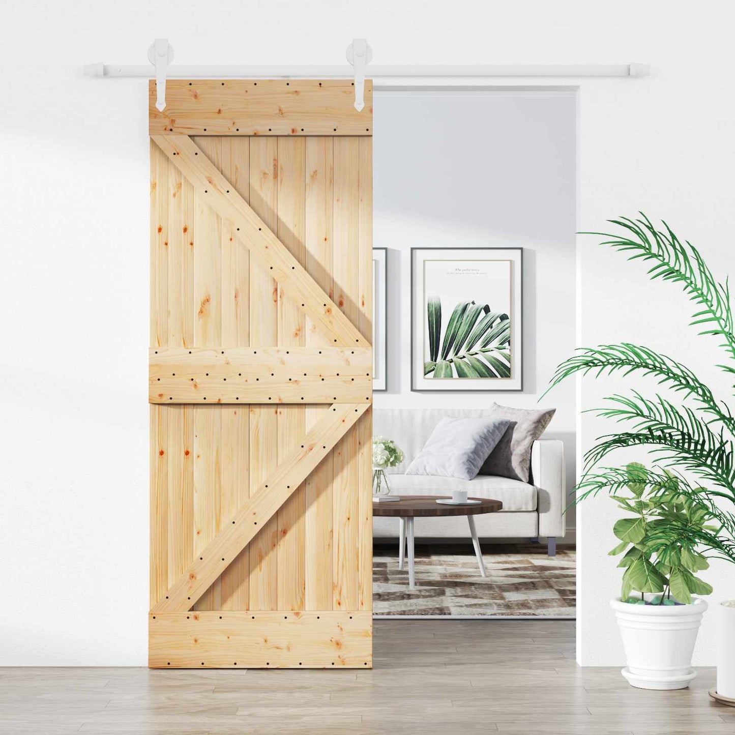 Schuifdeur Natuurlijk en Wit 85 x 210 cm Massief Grenenhout is nu te koop bij PeponiXL, paradijselijk wonen!