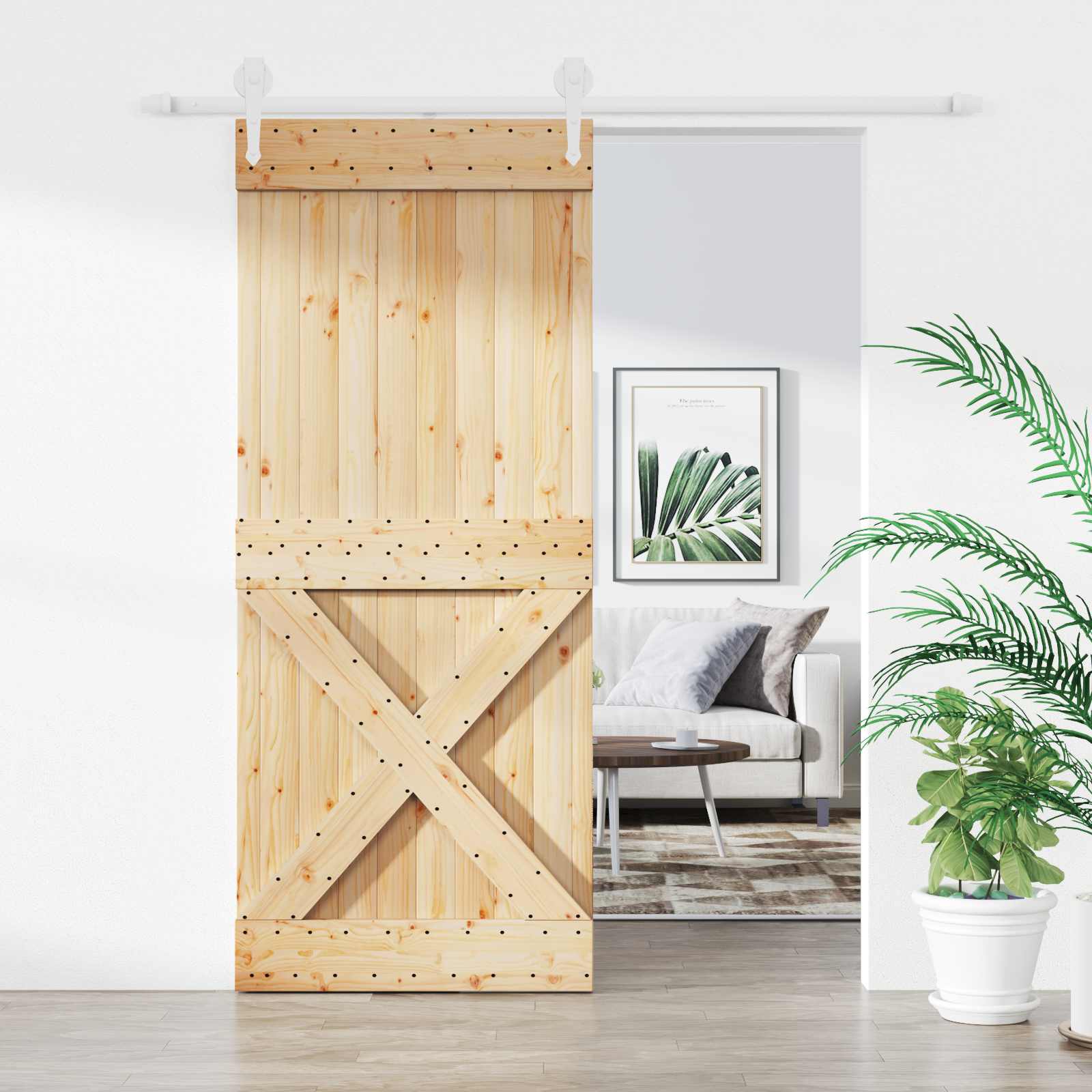 Schuifdeur Natuurlijk en Wit 100 x 210 cm Massief grenenhout is nu te koop bij PeponiXL, paradijselijk wonen!