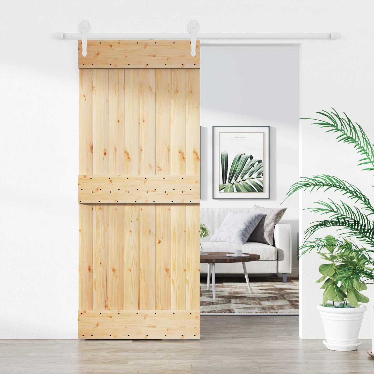 Schuifdeur Natuurlijk en Wit 85 x 210 cm Massief Grenenhout is nu te koop bij PeponiXL, paradijselijk wonen!