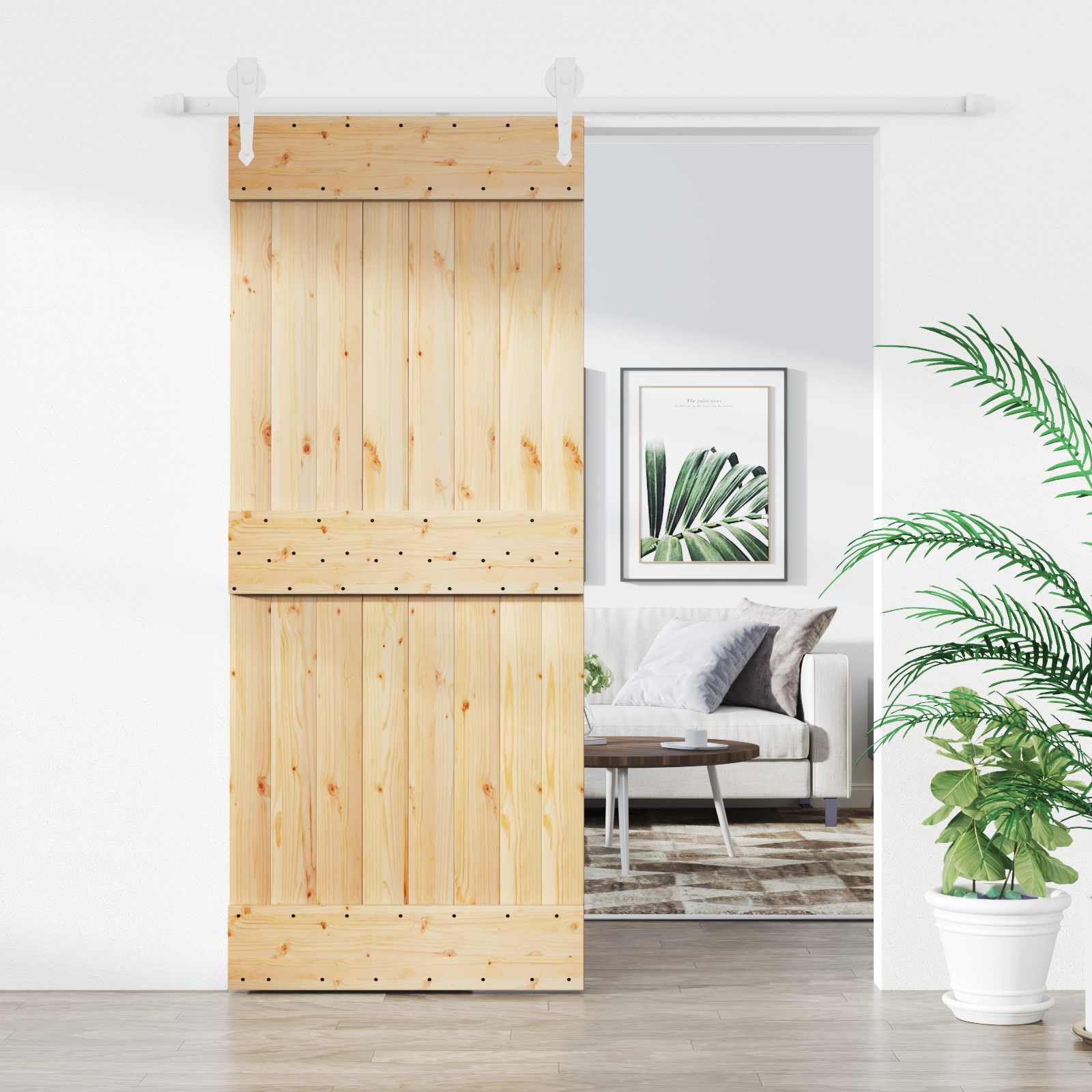 Schuifdeur Natuurlijk en Wit 85 x 210 cm Massief Grenenhout is nu te koop bij PeponiXL, paradijselijk wonen!
