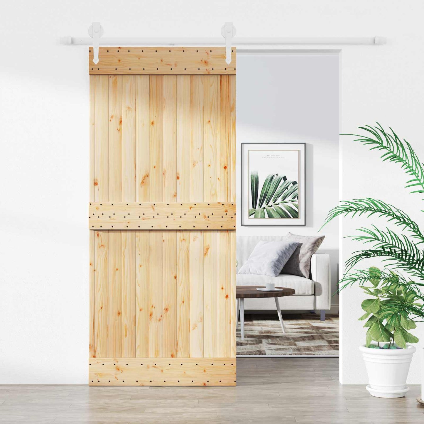 Schuifdeur Natuurlijk en Wit 90 x 210 cm Massief Grenenhout is nu te koop bij PeponiXL, paradijselijk wonen!