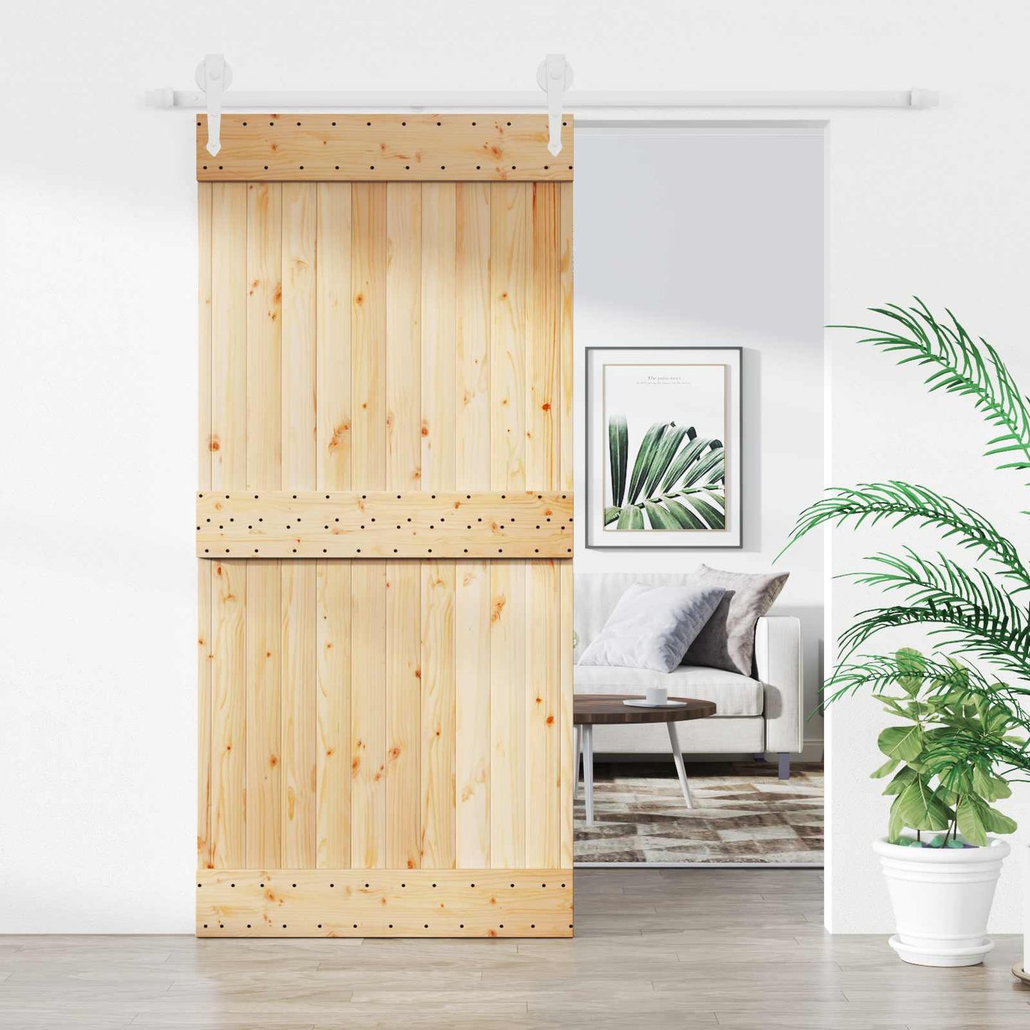 Schuifdeur Natuurlijk en Wit 95 x 210 cm Massief Grenenhout is nu te koop bij PeponiXL, paradijselijk wonen!