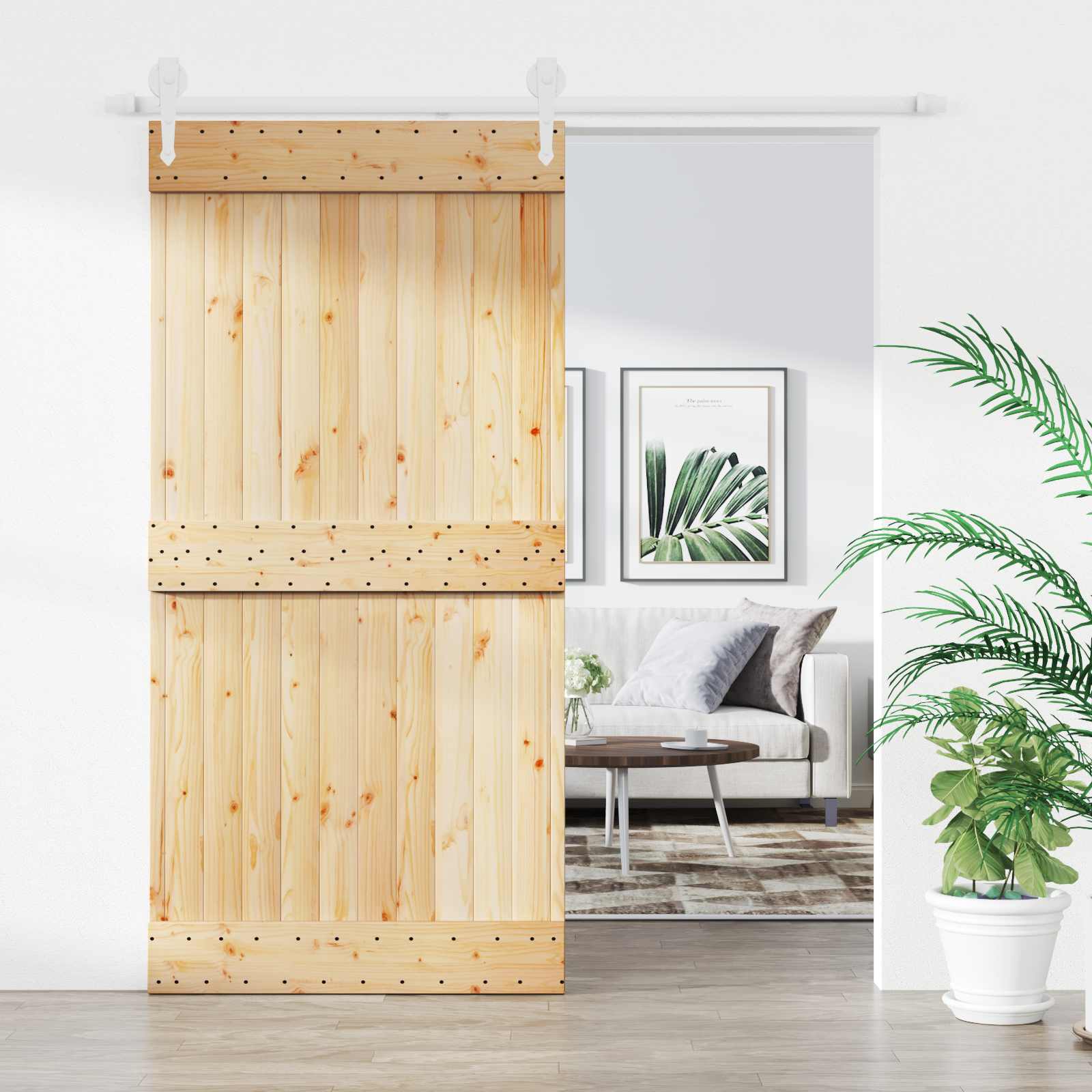 Schuifdeur Natuurlijk en Wit 100 x 210 cm Massief Grenenhout is nu te koop bij PeponiXL, paradijselijk wonen!
