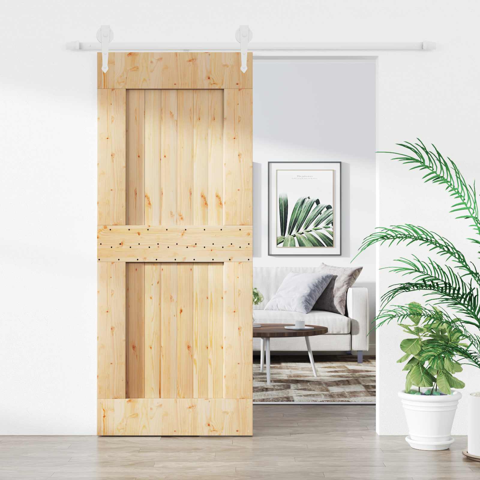 Schuifdeur Natuurlijk en Wit 85 x 210 cm Massief Grenenhout is nu te koop bij PeponiXL, paradijselijk wonen!