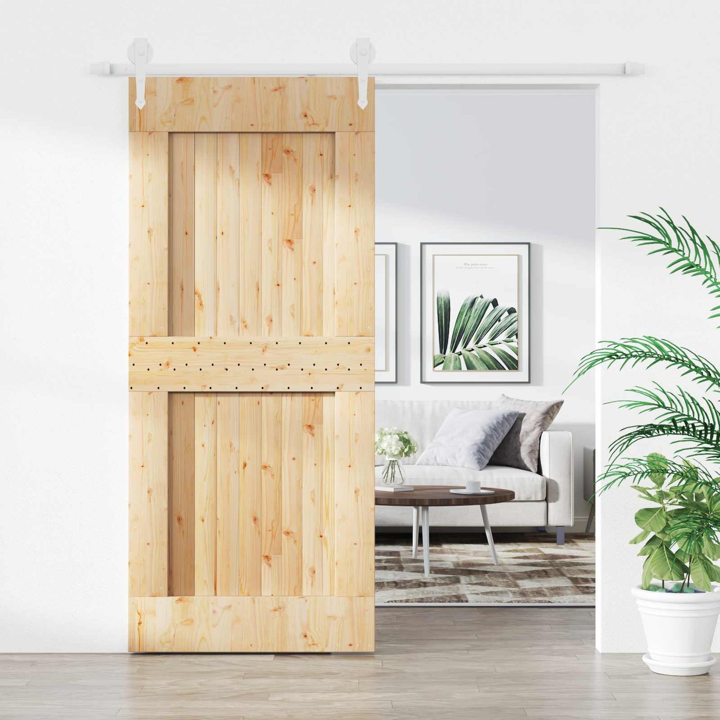 Schuifdeur Natuurlijk en Wit 90 x 210 cm Massief Grenenhout is nu te koop bij PeponiXL, paradijselijk wonen!