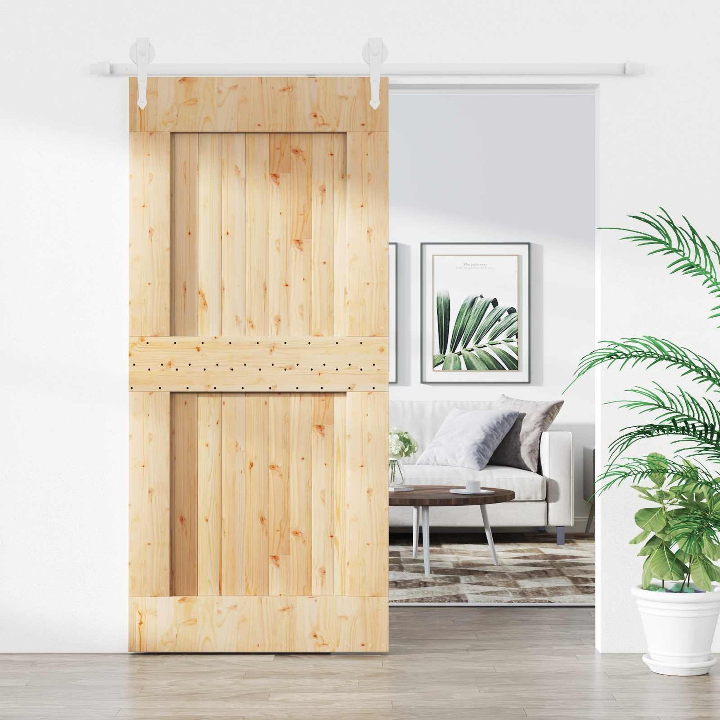 Schuifdeur Natuurlijk en Wit 100 x 210 cm Massief Grenenhout is nu te koop bij PeponiXL, paradijselijk wonen!