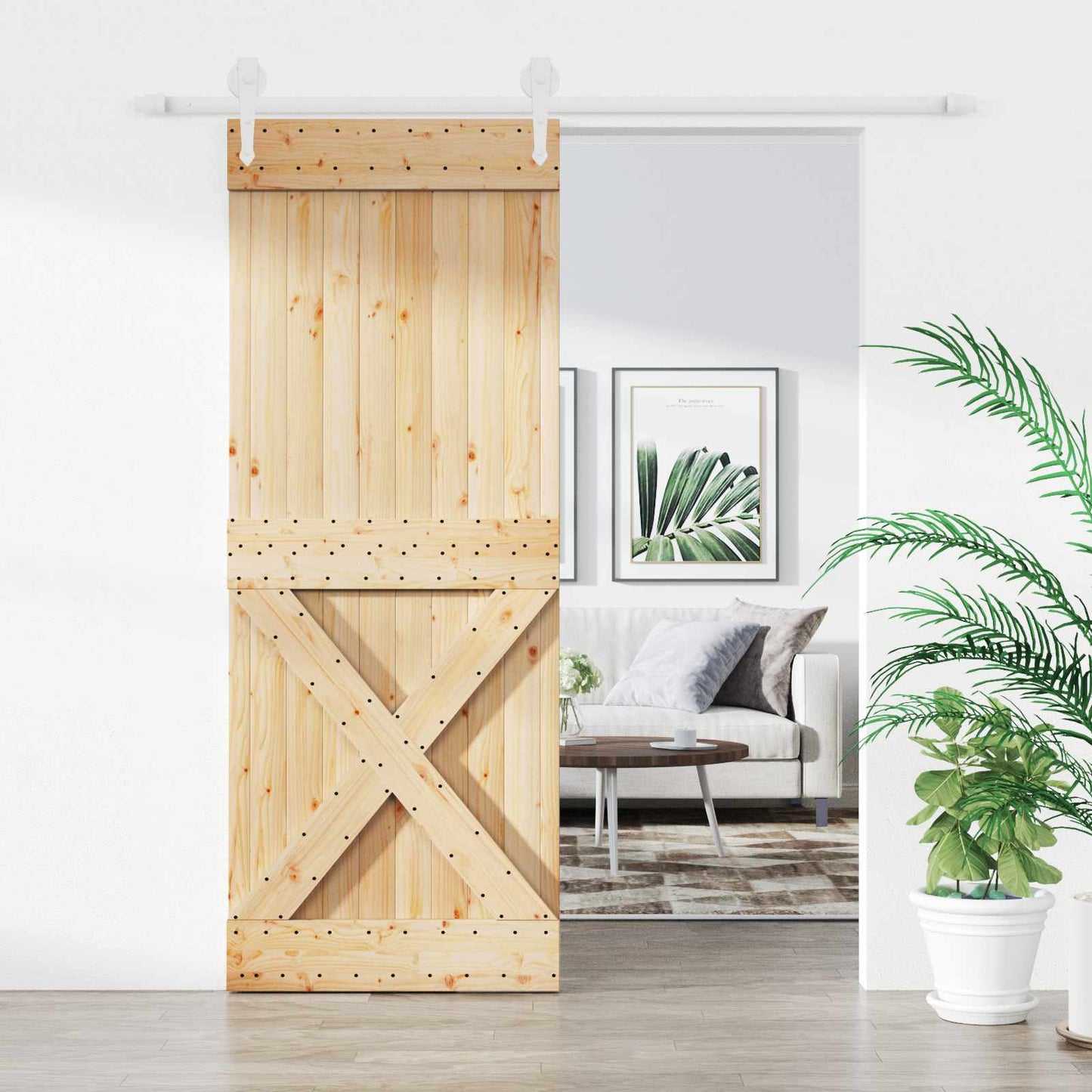 Schuifdeur Natuurlijk en Wit 80 x 210 cm Massief Grenenhout is nu te koop bij PeponiXL, paradijselijk wonen!