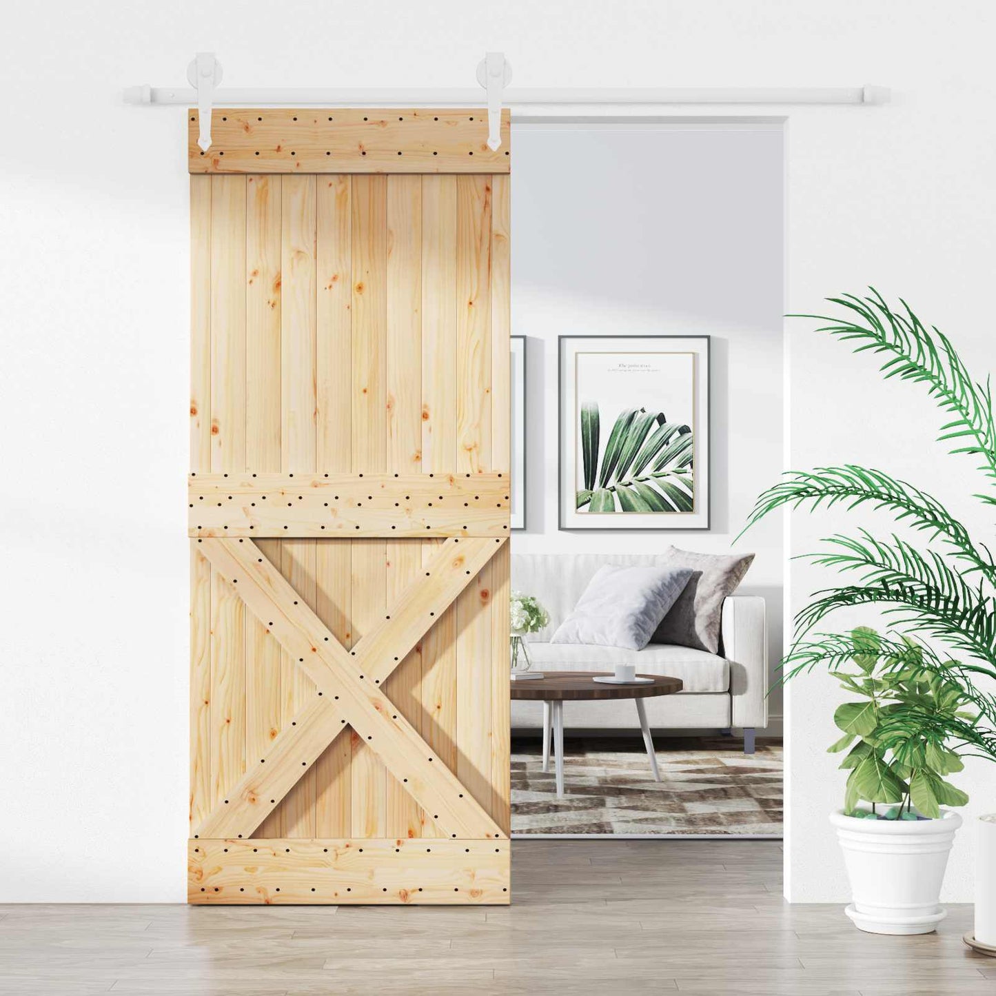 Schuifdeur Natuurlijk en Wit 85 x 210 cm Massief Grenenhout is nu te koop bij PeponiXL, paradijselijk wonen!
