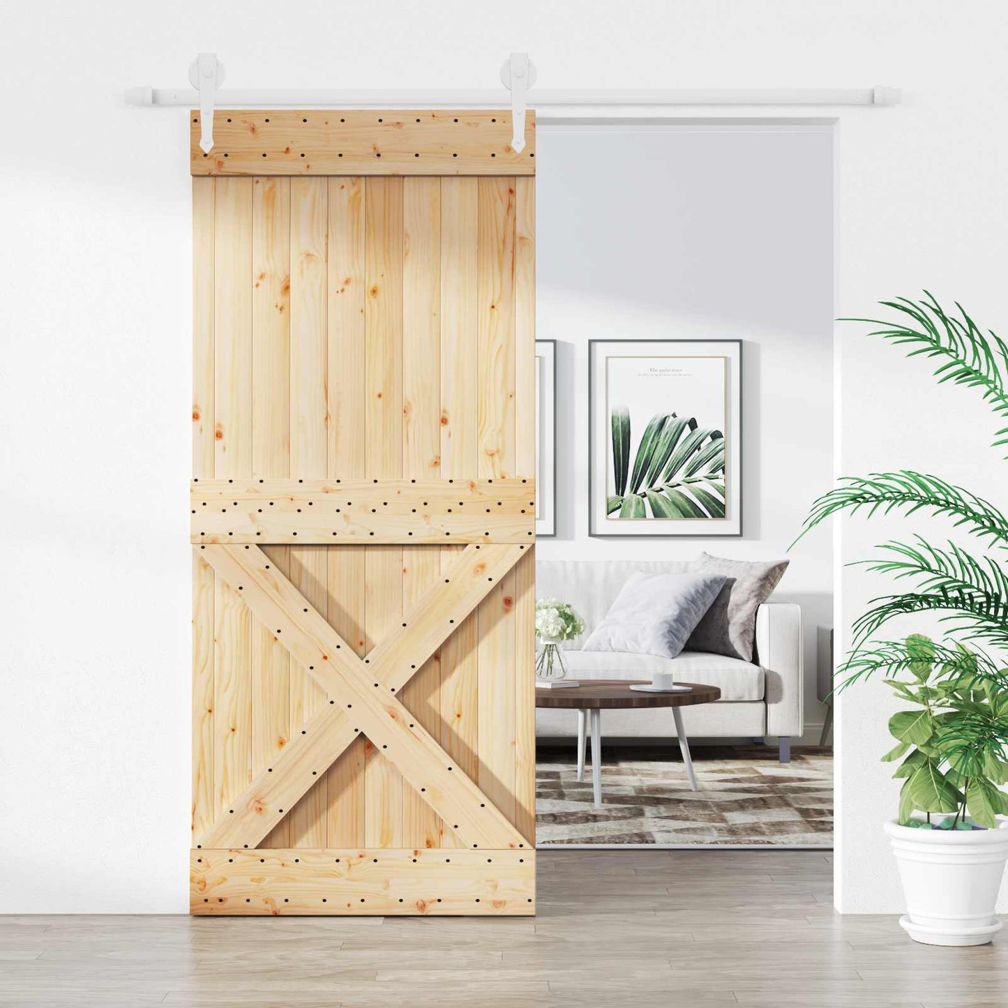 Schuifdeur Natuurlijk en Wit 90 x 210 cm Massief Grenenhout is nu te koop bij PeponiXL, paradijselijk wonen!