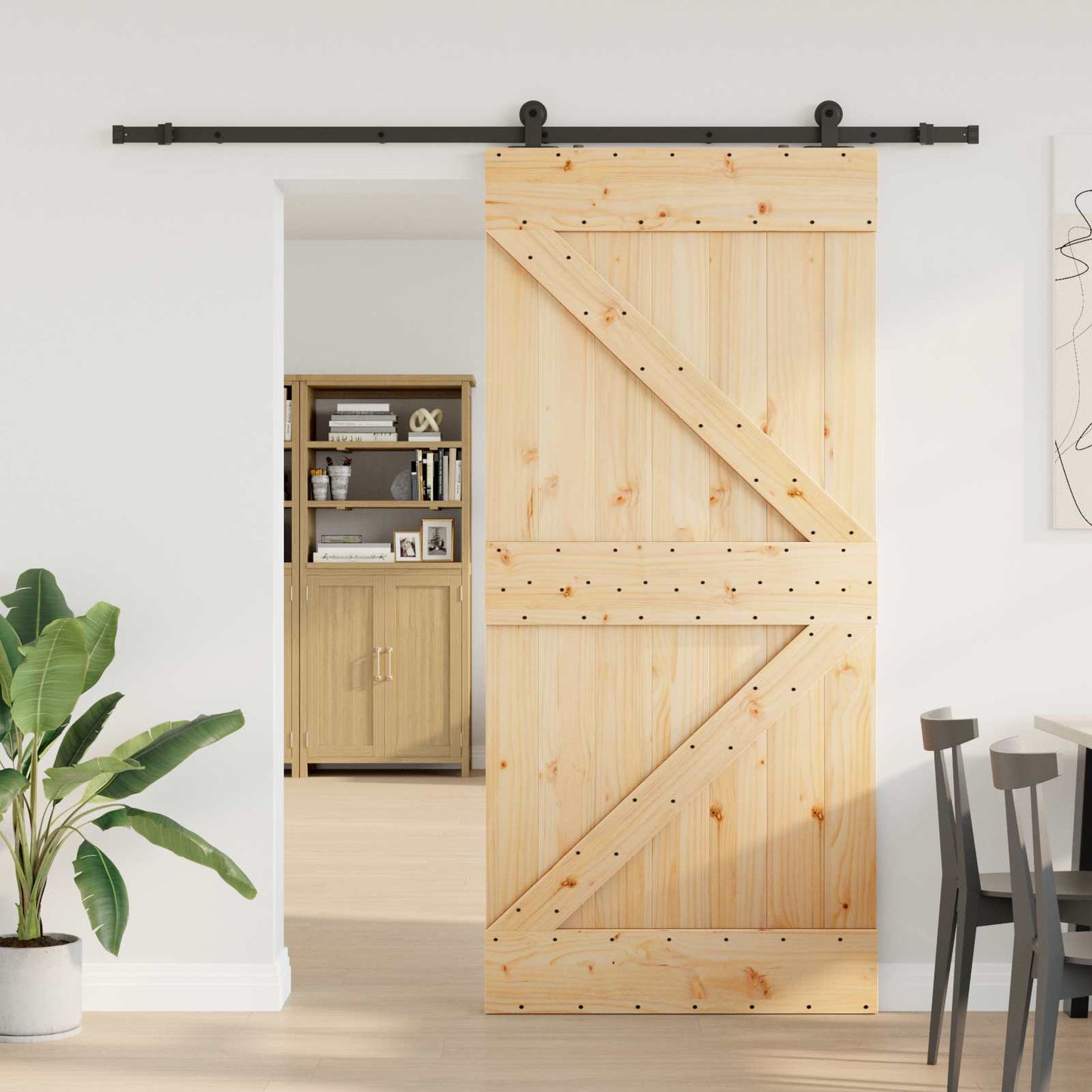 Schuifdeur NARVIK Naturel en Zwart 90 x 210 cm (213,5 cm) is nu te koop bij PeponiXL, paradijselijk wonen!