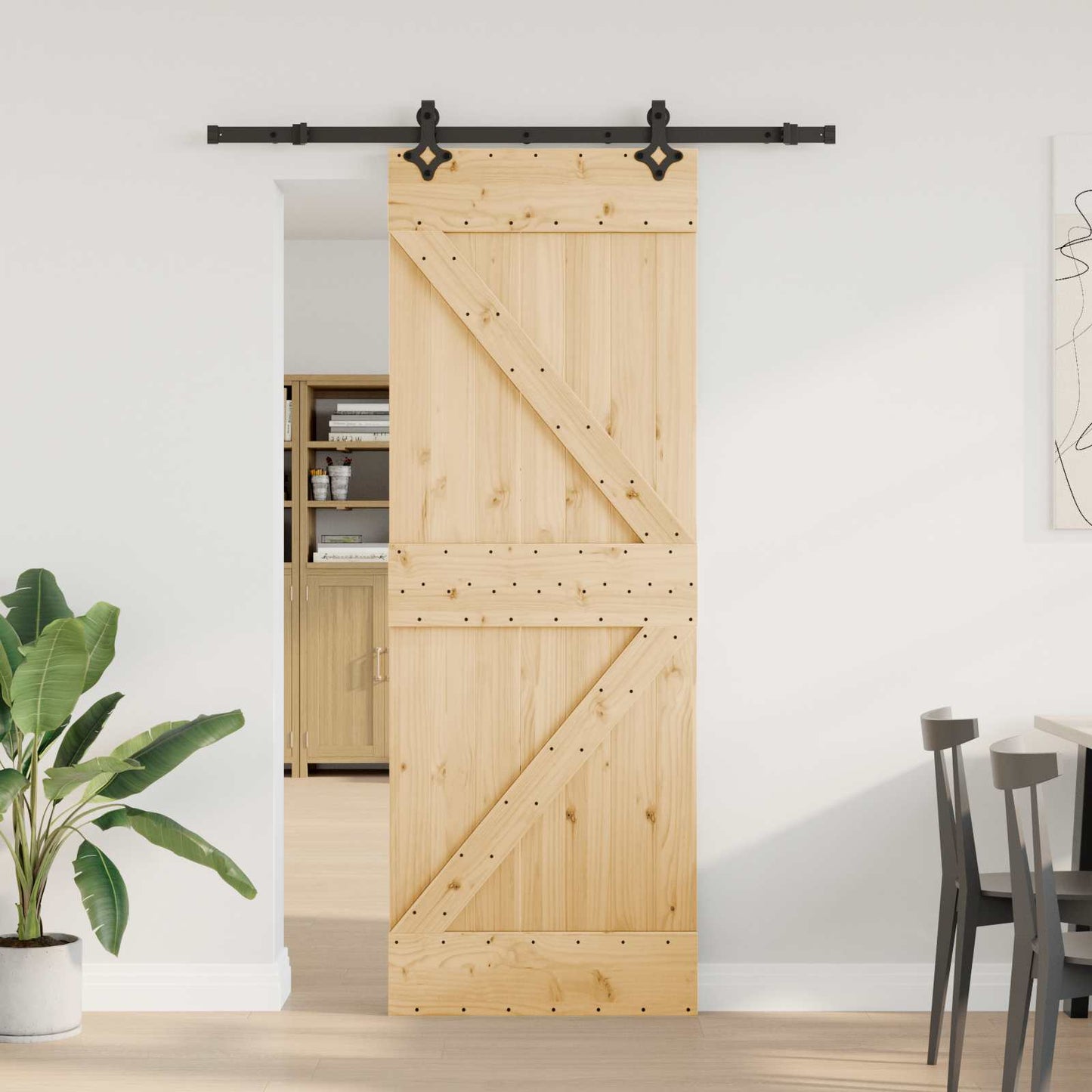 Schuifdeur NARVIK Naturel en Zwart 70 x 210 cm (152,5 cm) is nu te koop bij PeponiXL, paradijselijk wonen!