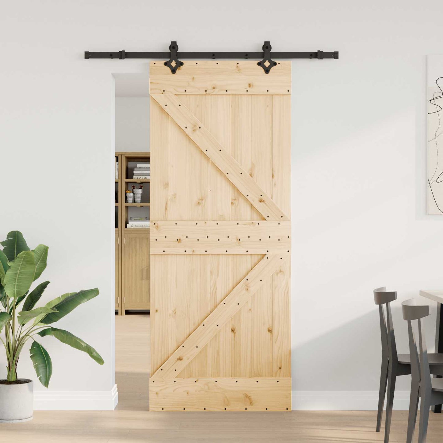 Schuifdeur NARVIK Naturel en Zwart 85 x 210 cm (152,5 cm) is nu te koop bij PeponiXL, paradijselijk wonen!