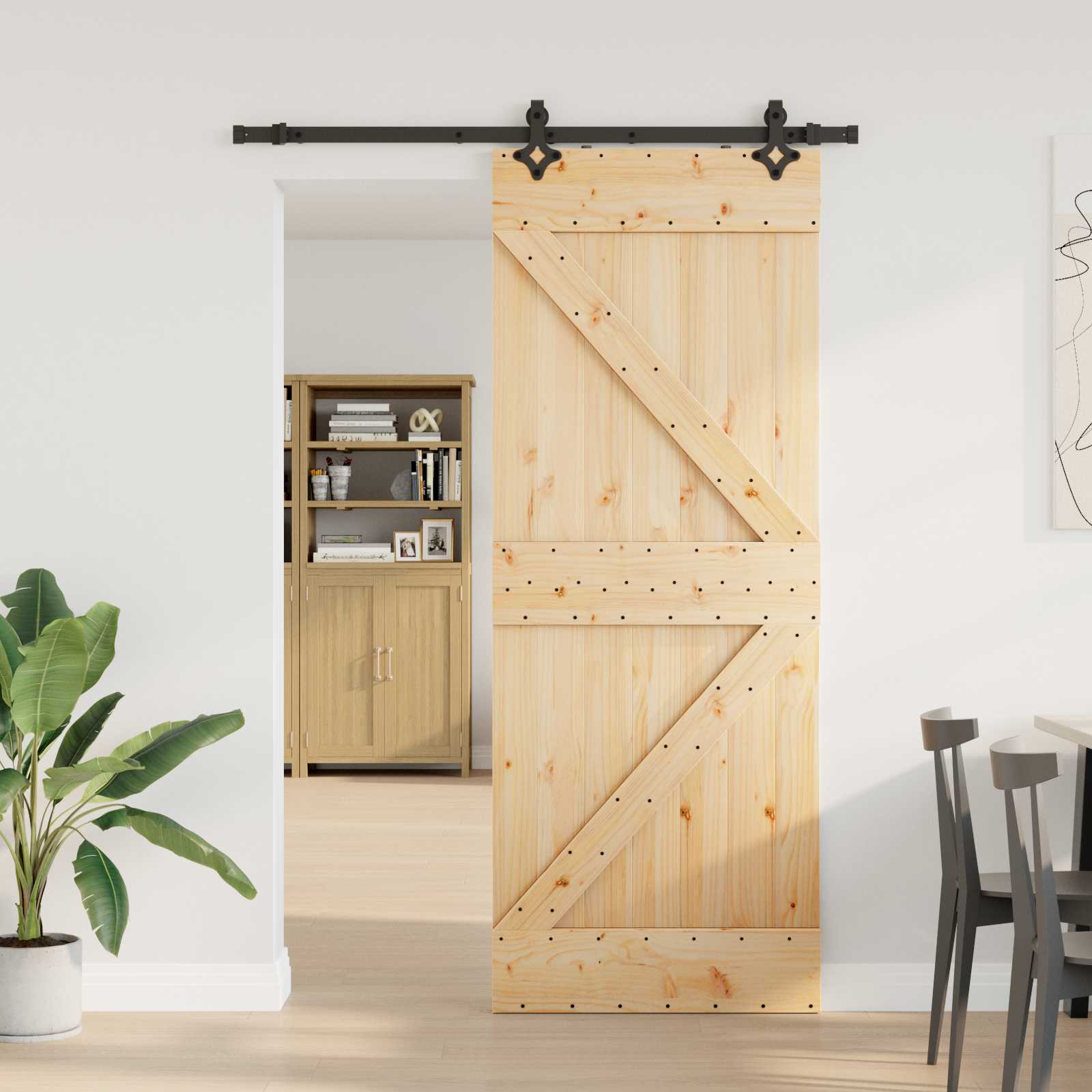 Schuifdeur NARVIK Naturel en Zwart 80 x 210 cm (152,5 cm) is nu te koop bij PeponiXL, paradijselijk wonen!