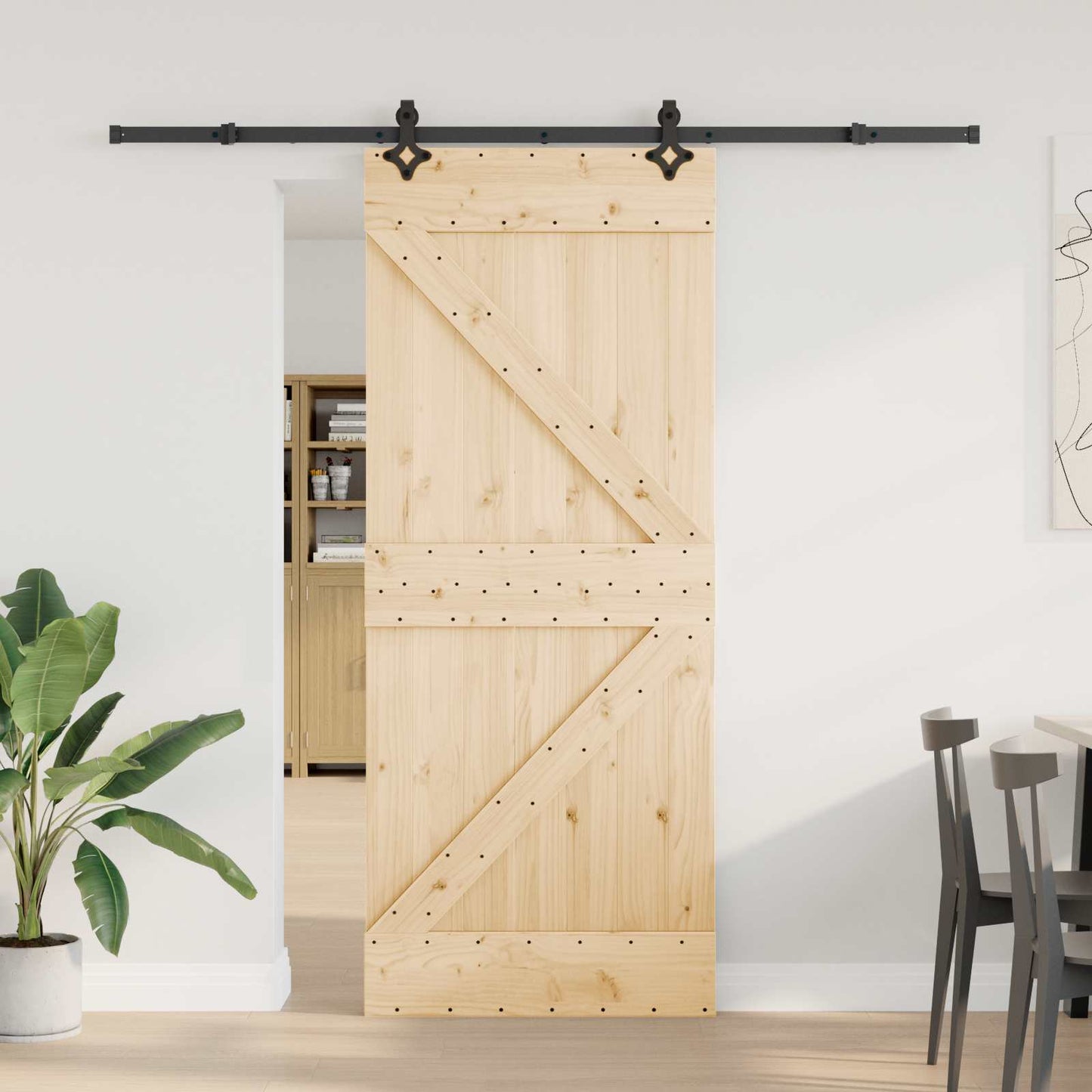 Schuifdeur NARVIK Naturel en Zwart 85 x 210 cm (213,5 cm) is nu te koop bij PeponiXL, paradijselijk wonen!