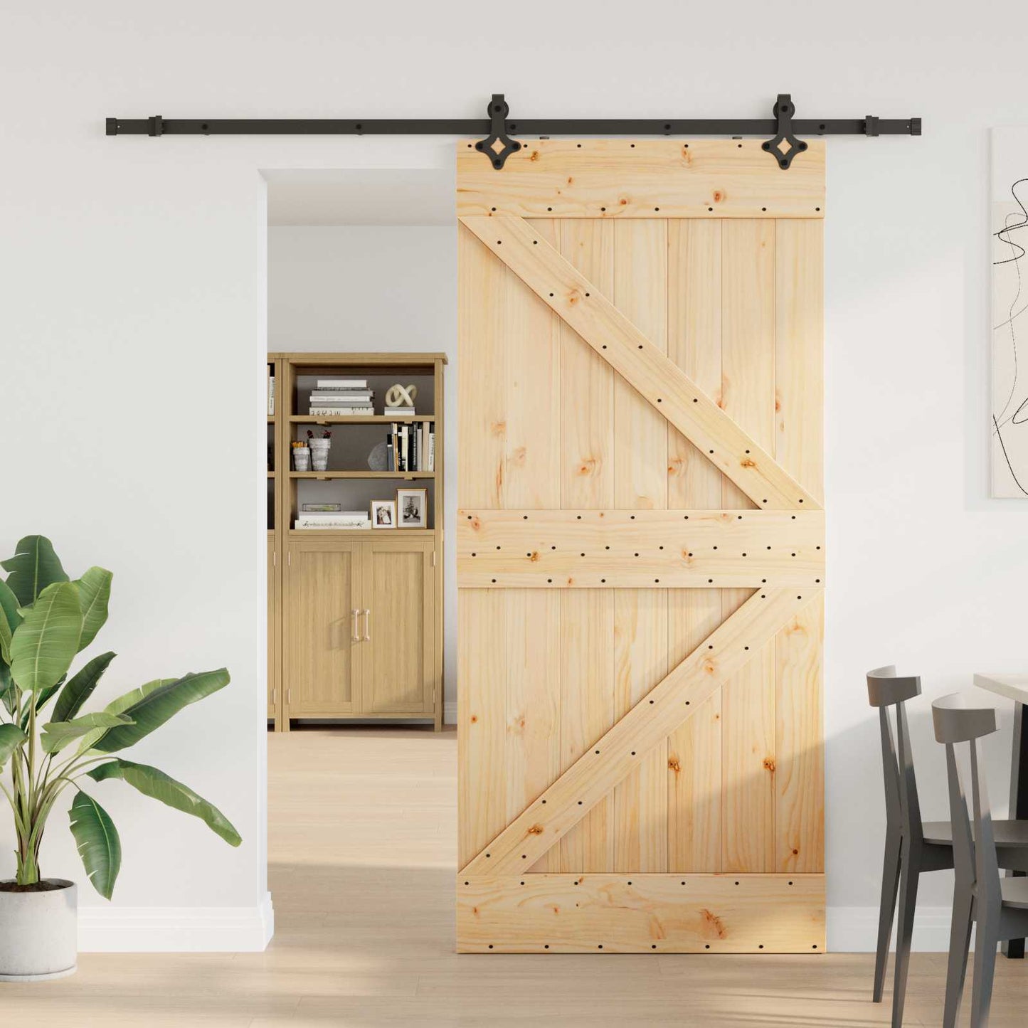Schuifdeur NARVIK Naturel en Zwart 100 x 210 cm (213,5 cm) is nu te koop bij PeponiXL, paradijselijk wonen!