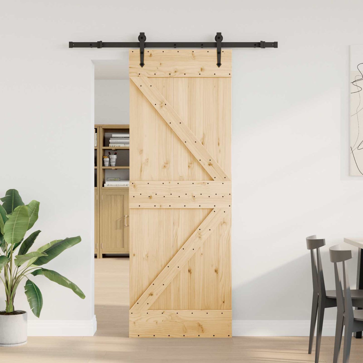 Schuifdeur NARVIK Naturel en Zwart 70 x 210 cm (152,5 cm) is nu te koop bij PeponiXL, paradijselijk wonen!