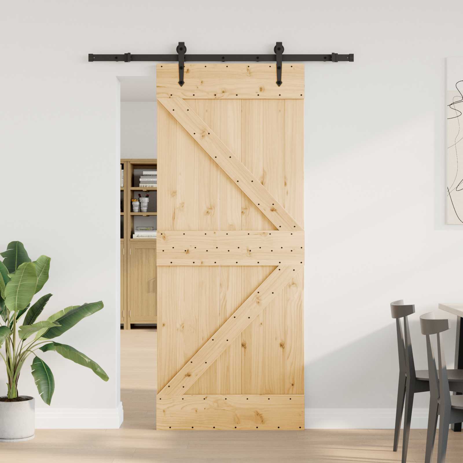 Schuifdeur NARVIK Naturel en Zwart 85 x 210 cm (152,5 cm) is nu te koop bij PeponiXL, paradijselijk wonen!