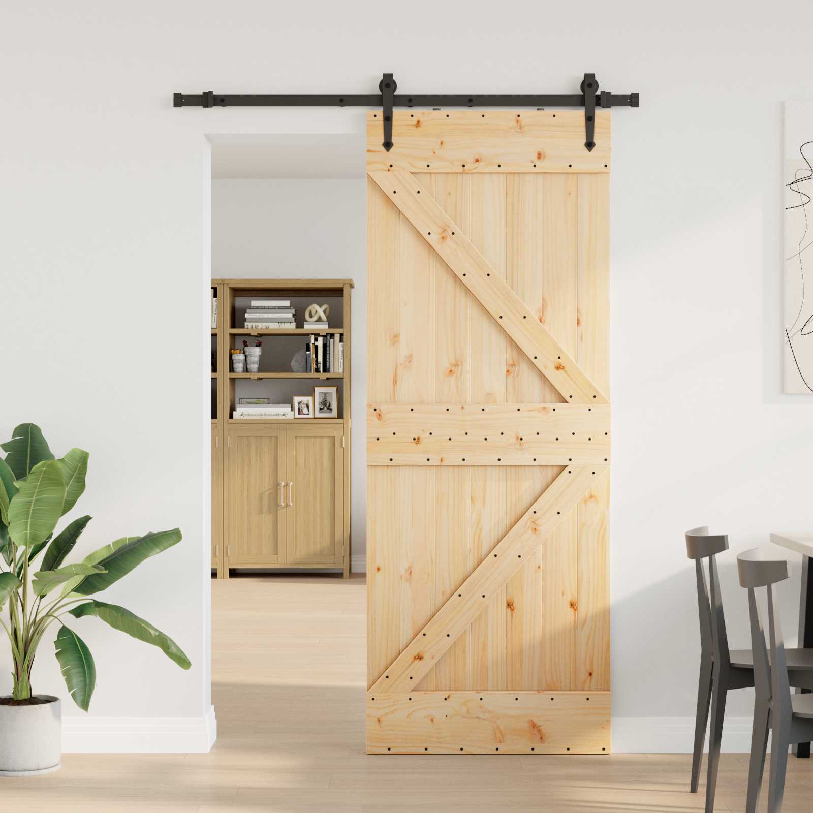 Schuifdeur NARVIK Naturel en Zwart 80 x 210 cm (152,5 cm) is nu te koop bij PeponiXL, paradijselijk wonen!