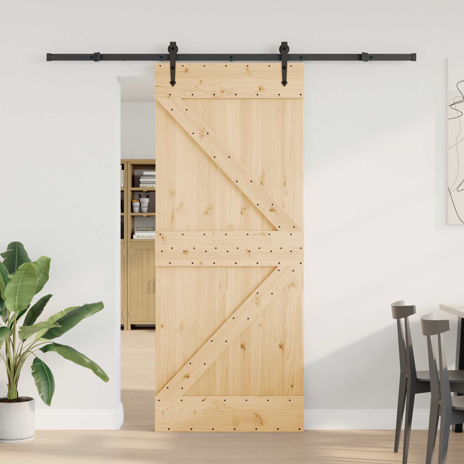 Schuifdeur NARVIK Naturel en Zwart 85 x 210 cm (213,5 cm) is nu te koop bij PeponiXL, paradijselijk wonen!