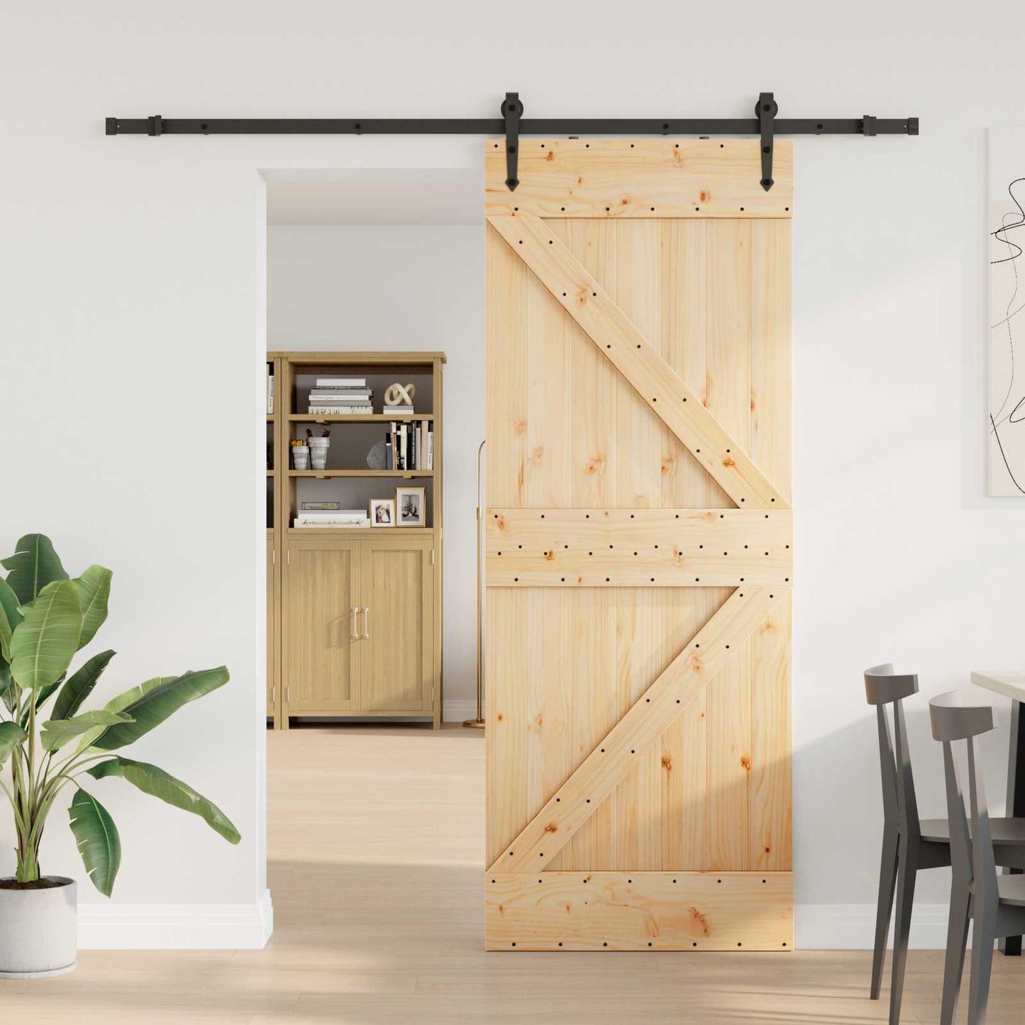 Schuifdeur NARVIK Naturel en Zwart 80 x 210 cm (213,5 cm) is nu te koop bij PeponiXL, paradijselijk wonen!
