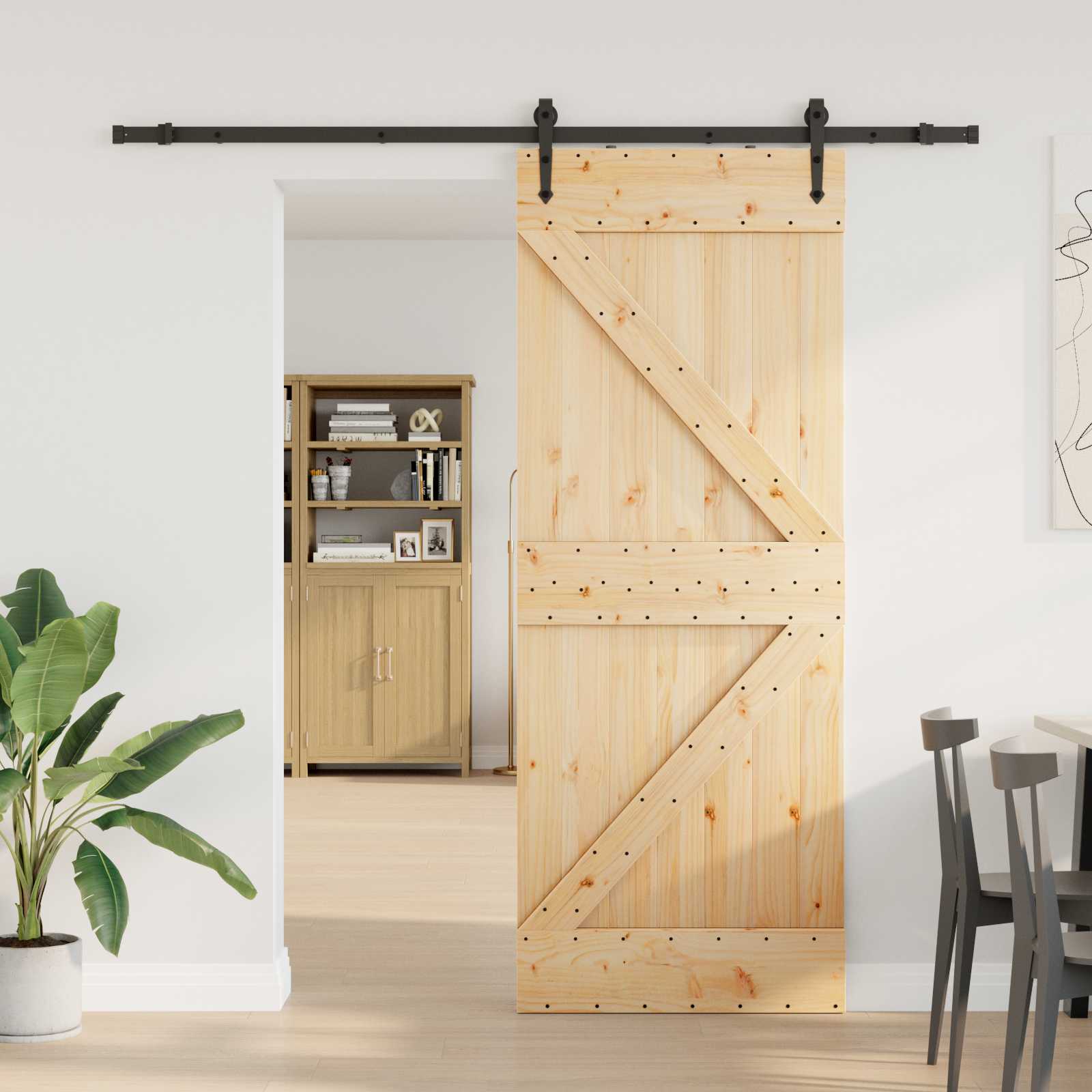 Schuifdeur NARVIK Naturel en Zwart 80 x 210 cm (213,5 cm) is nu te koop bij PeponiXL, paradijselijk wonen!