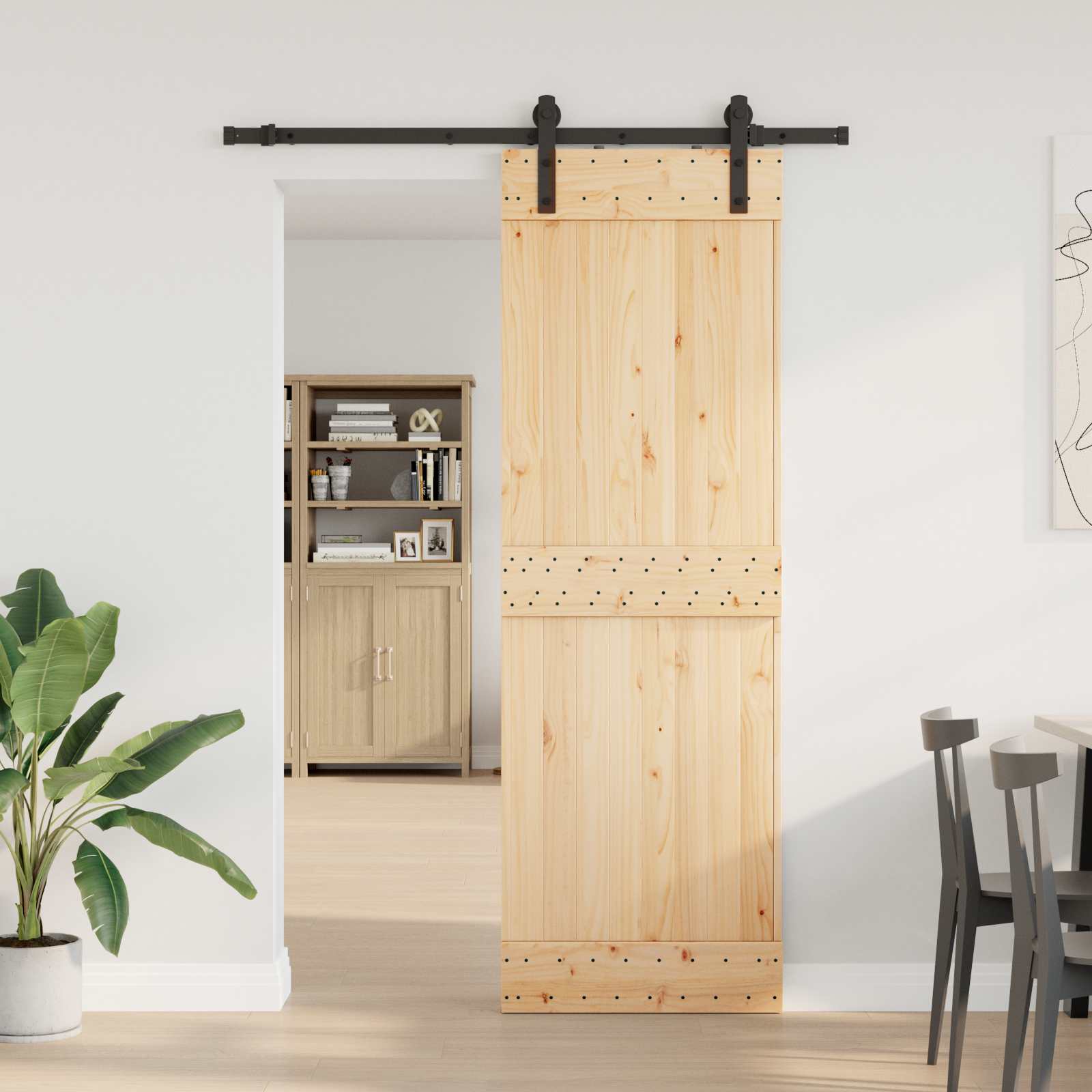 Schuifdeur NARVIK Naturel en Zwart 70 x 210 cm (152,5 cm) is nu te koop bij PeponiXL, paradijselijk wonen!