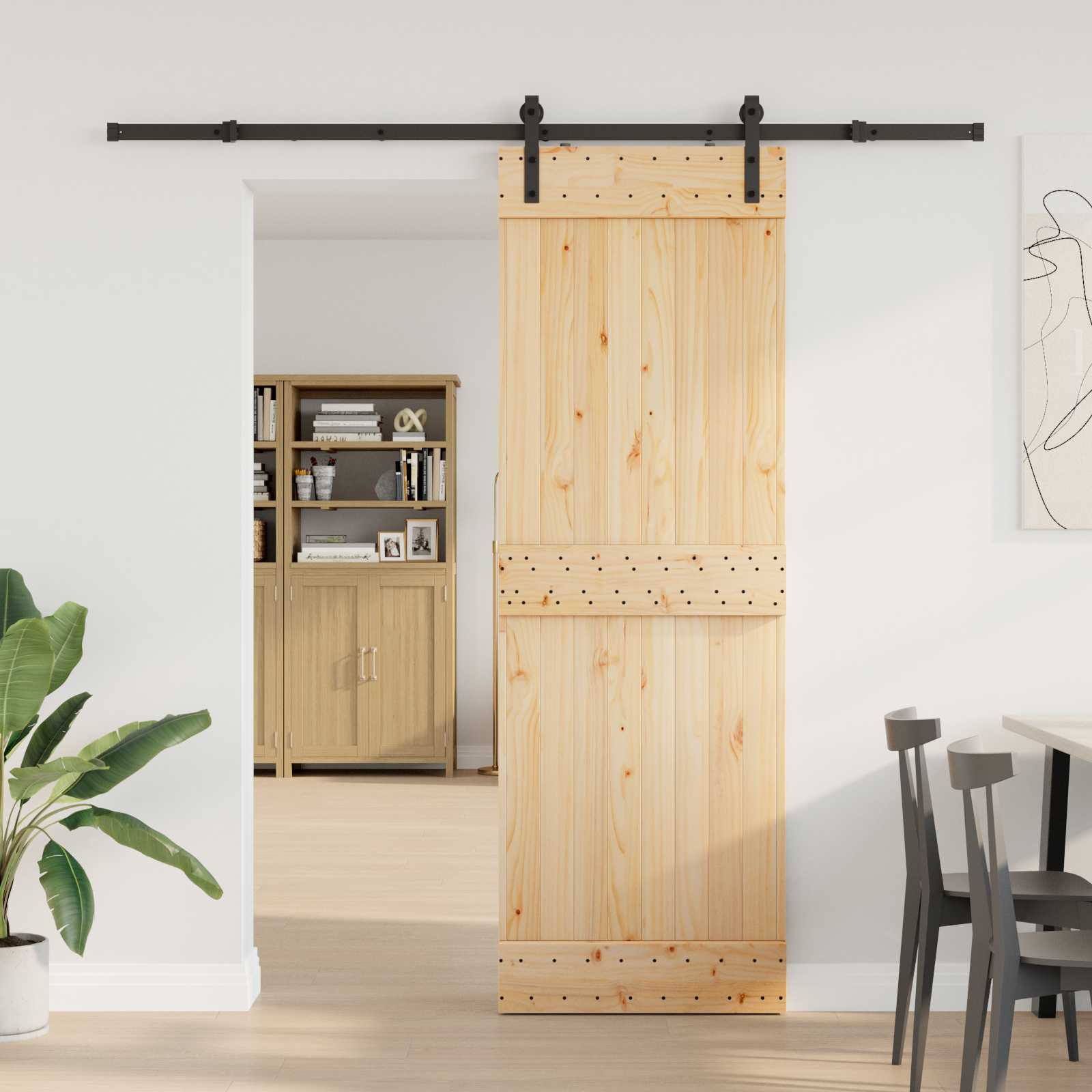 Schuifdeur NARVIK Naturel en Zwart 70 x 210 cm (213,5 cm) is nu te koop bij PeponiXL, paradijselijk wonen!