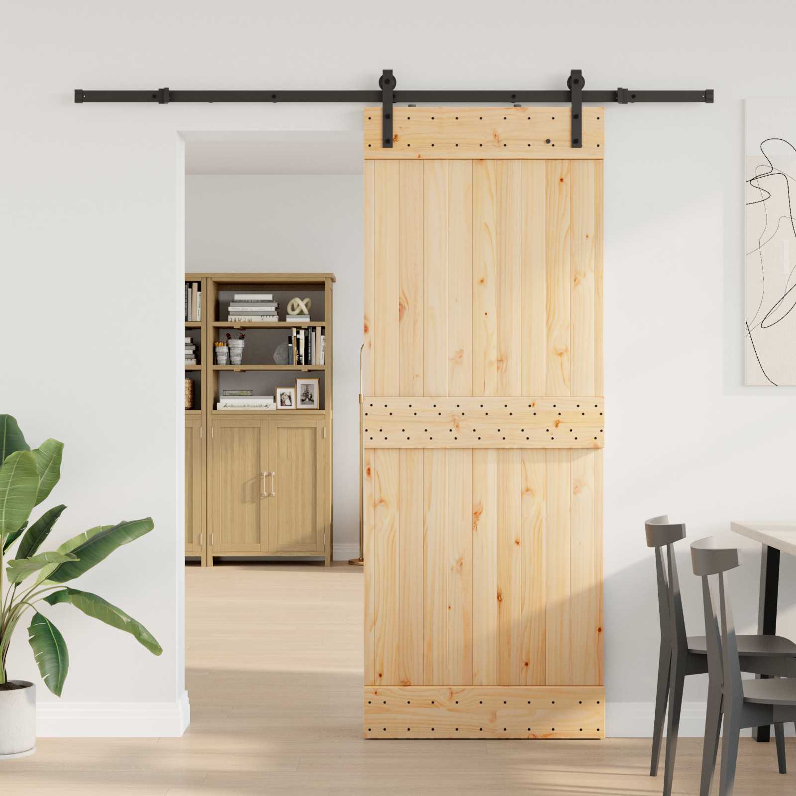 Schuifdeur NARVIK Naturel en Zwart 80 x 210 cm (213,5 cm) is nu te koop bij PeponiXL, paradijselijk wonen!