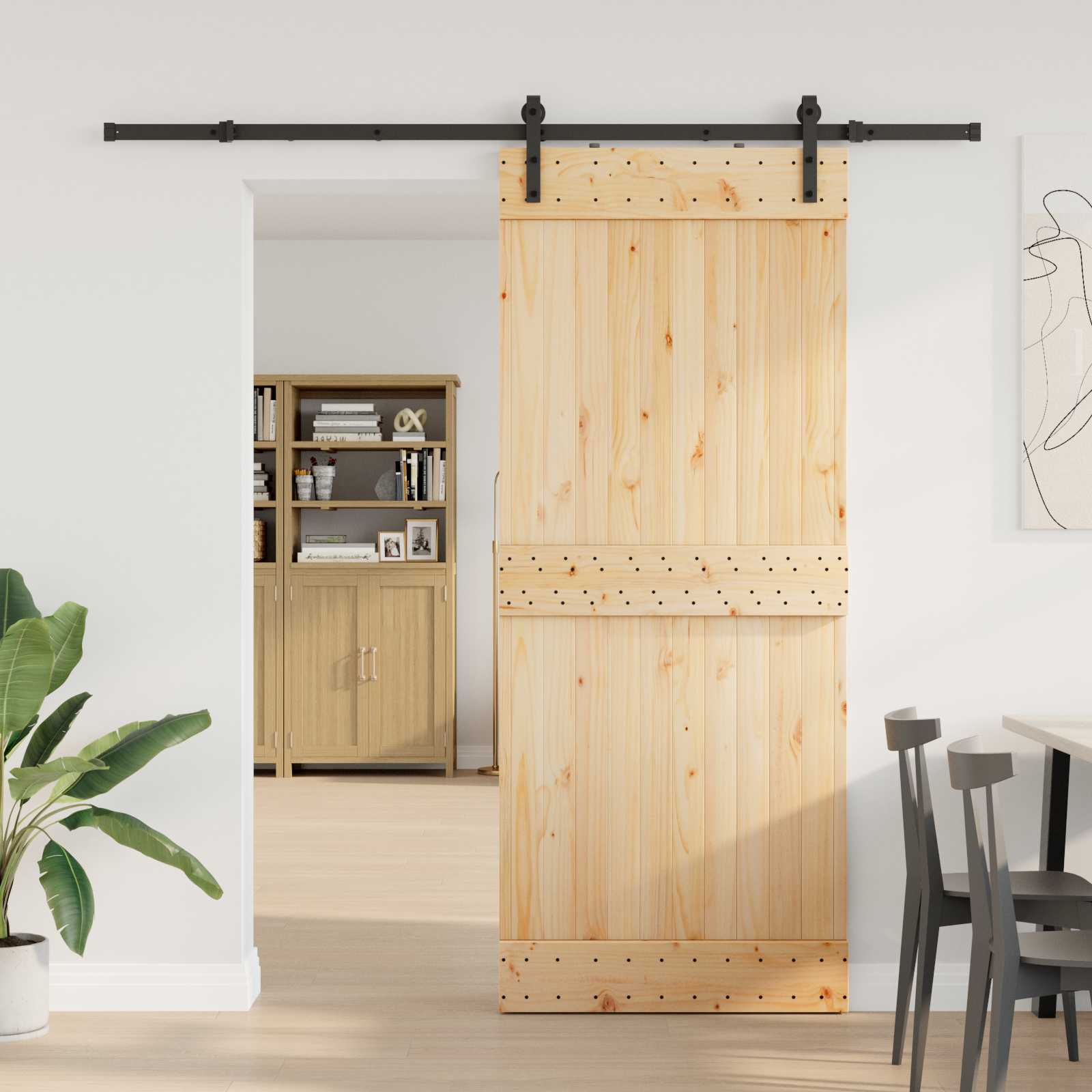 Schuifdeur NARVIK Naturel en Zwart 85 x 210 cm (213,5 cm) is nu te koop bij PeponiXL, paradijselijk wonen!