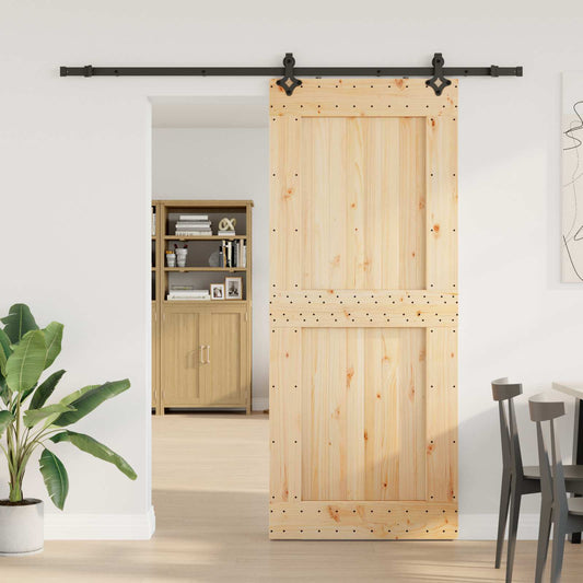 Schuifdeur NARVIK Naturel en Zwart 95 x 210 cm (213,5 cm) is nu te koop bij PeponiXL, paradijselijk wonen!