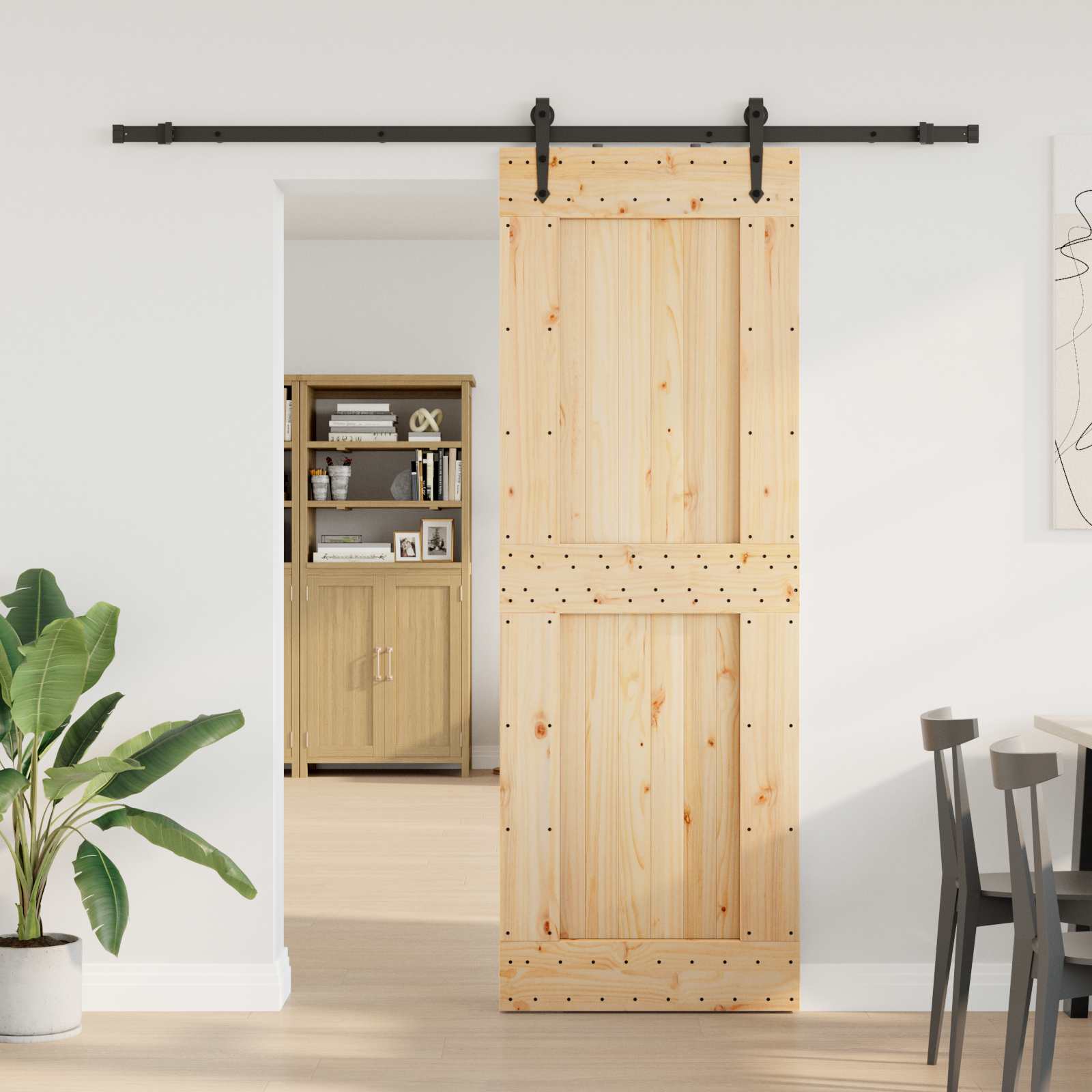 Schuifdeur NARVIK Naturel en Zwart 80 x 210 cm (213,5 cm) is nu te koop bij PeponiXL, paradijselijk wonen!