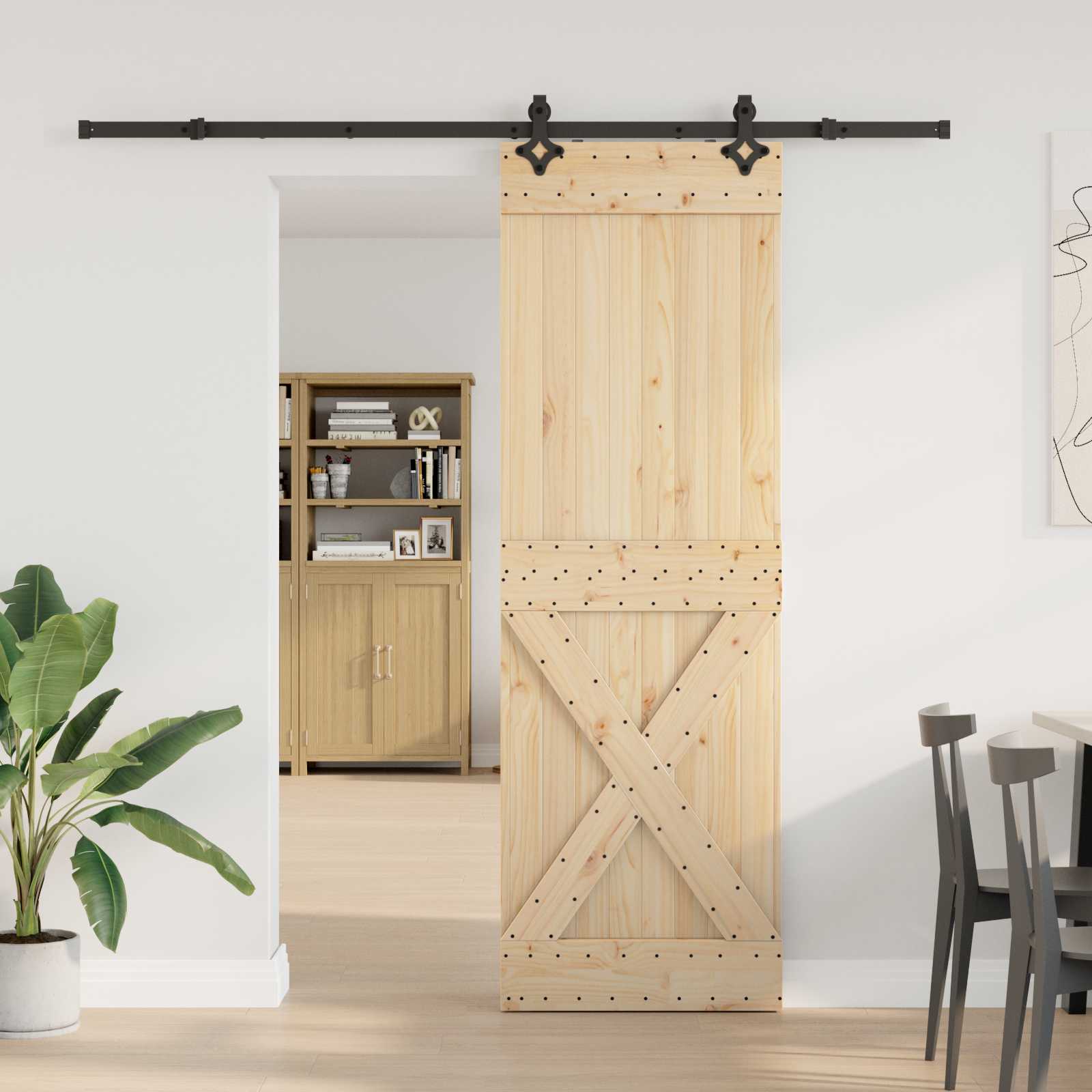 Schuifdeur NARVIK Naturel en Zwart 70 x 210 cm (213,5 cm) is nu te koop bij PeponiXL, paradijselijk wonen!