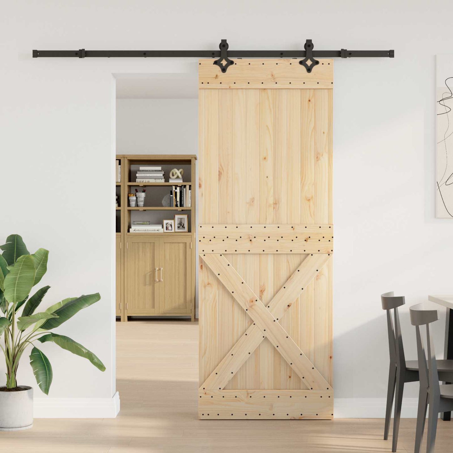 Schuifdeur NARVIK Naturel en Zwart 85 x 210 cm (213,5 cm) is nu te koop bij PeponiXL, paradijselijk wonen!