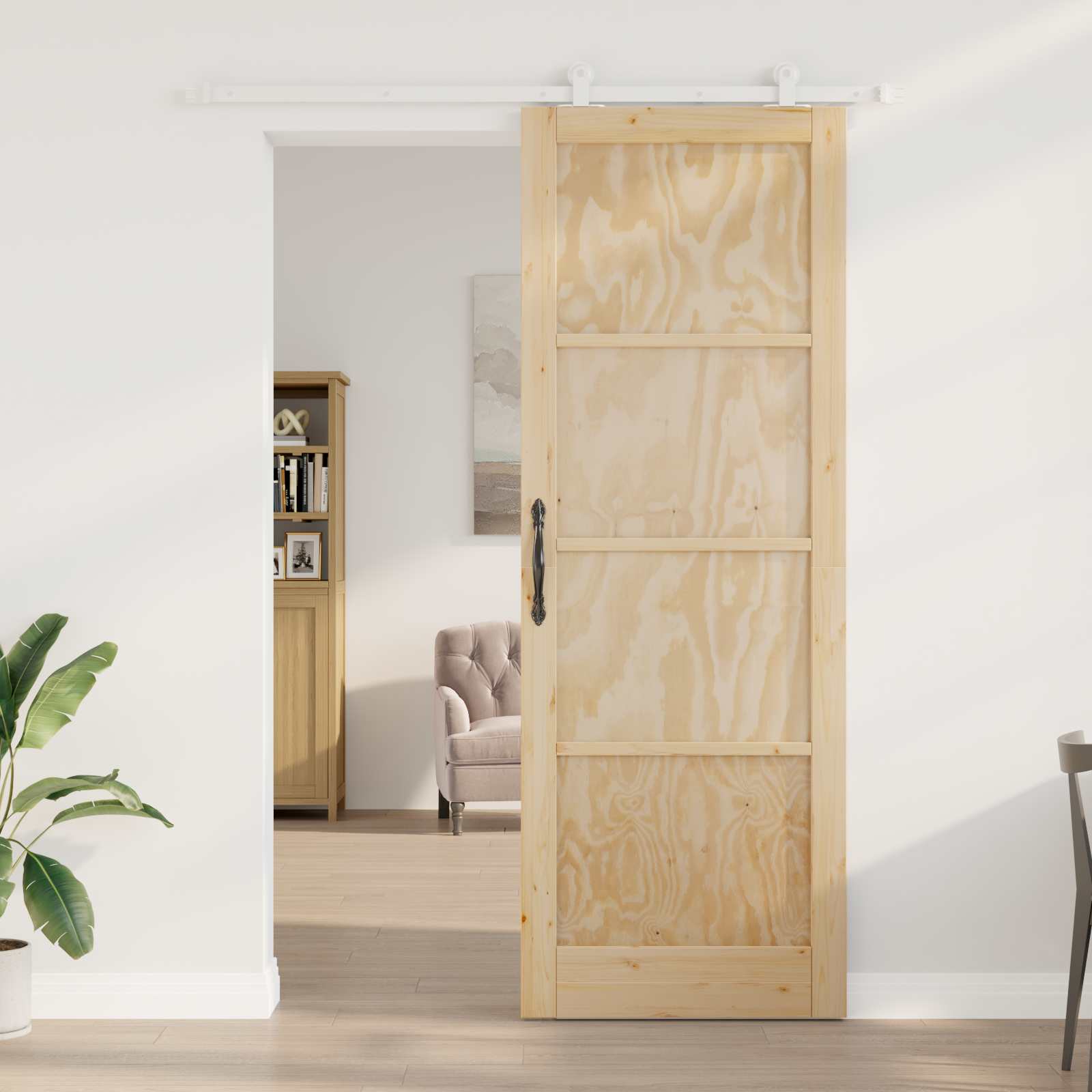 Schuifdeur Natuurlijk en Wit 83 x 232 cm Massief grenenhout is nu te koop bij PeponiXL, paradijselijk wonen!