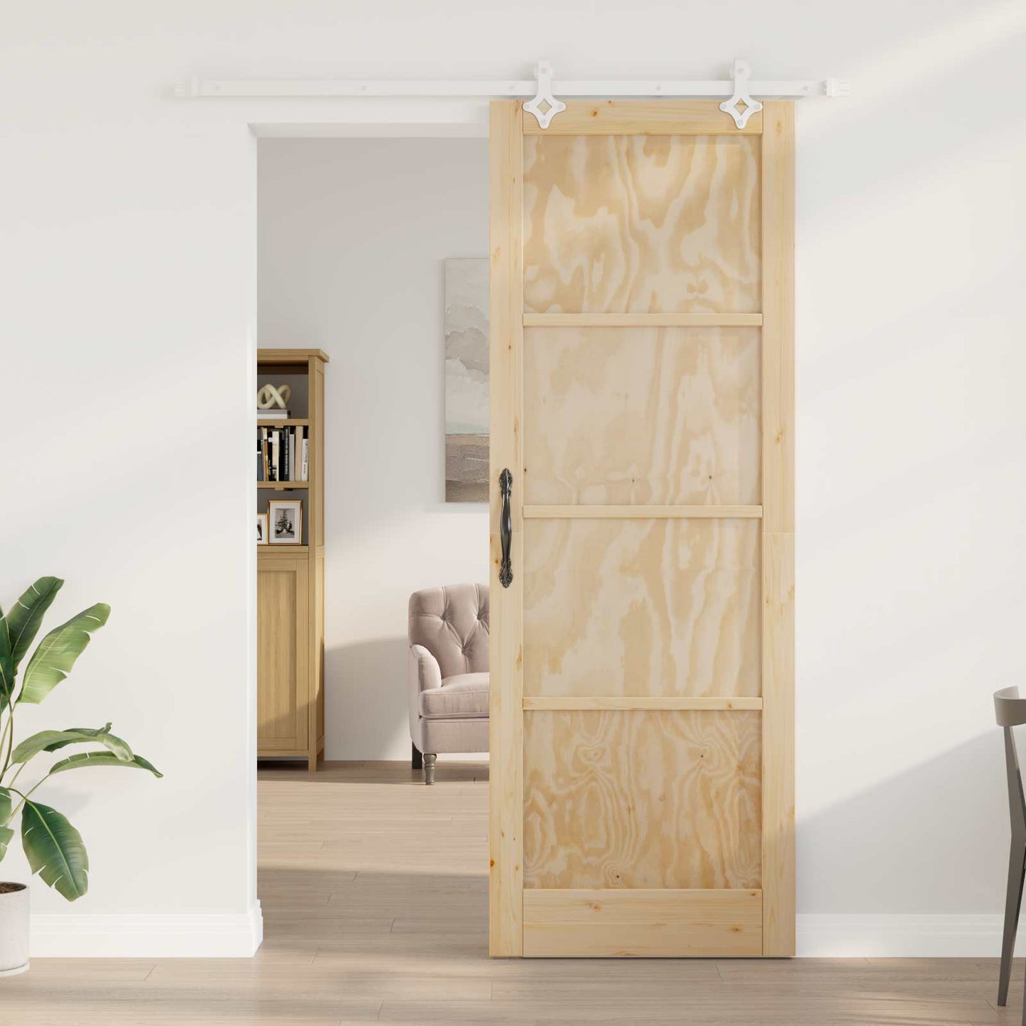 Schuifdeur Natuurlijk en Wit 83 x 232 cm Massief grenenhout is nu te koop bij PeponiXL, paradijselijk wonen!
