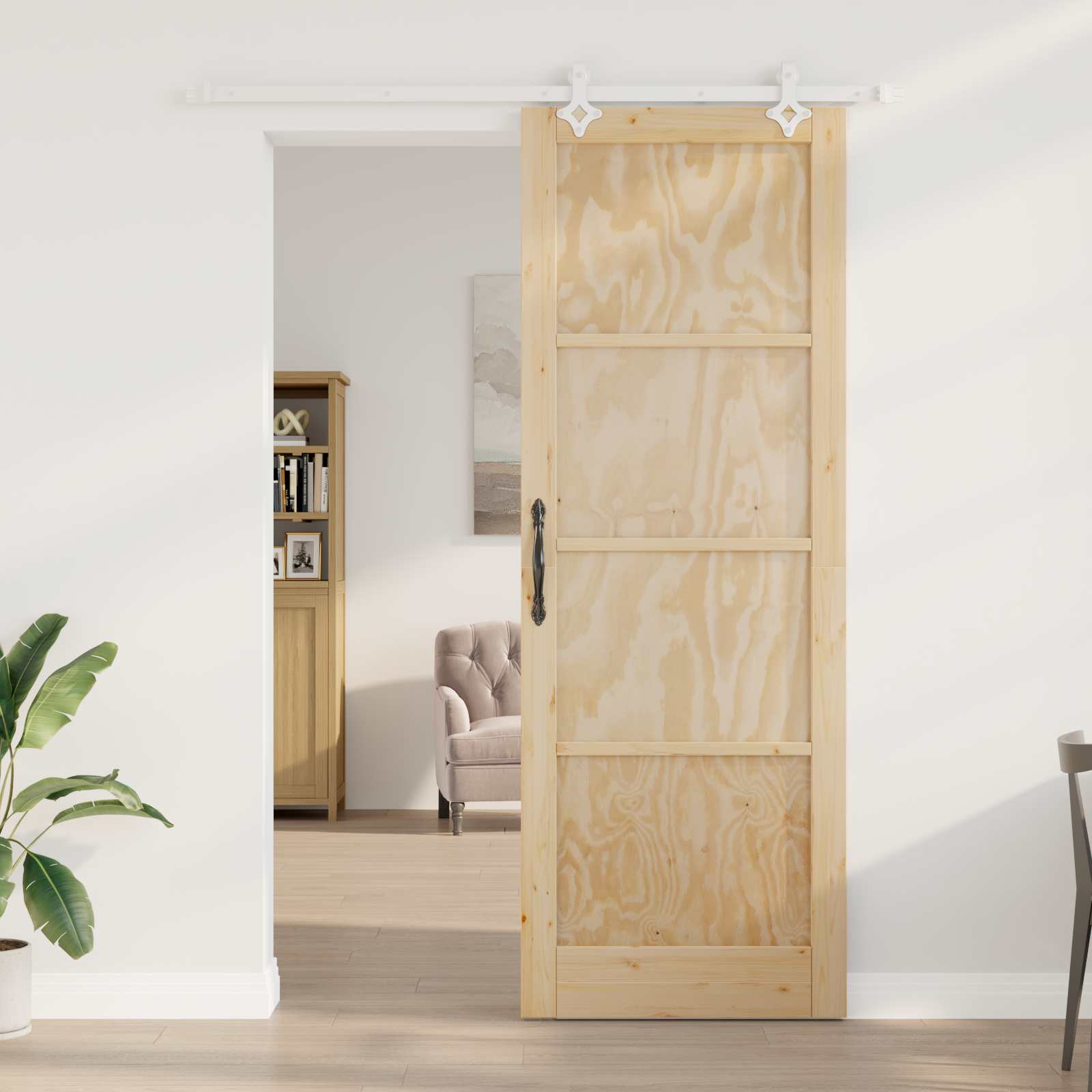 Schuifdeur Natuurlijk en Wit 83 x 232 cm Massief grenenhout is nu te koop bij PeponiXL, paradijselijk wonen!