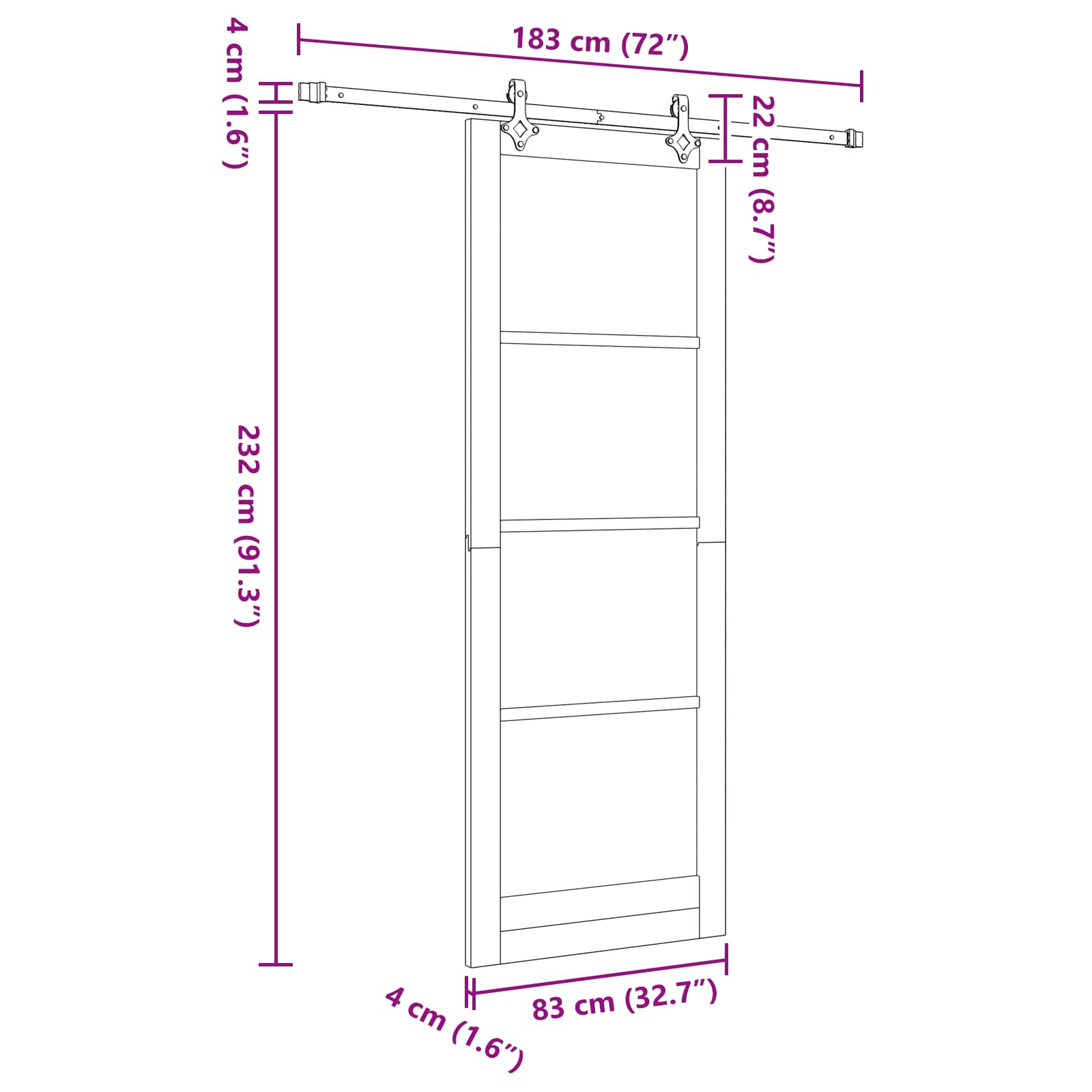 Schuifdeur Wit 83 x 232 cm Massief grenenhout is nu te koop bij PeponiXL, paradijselijk wonen!