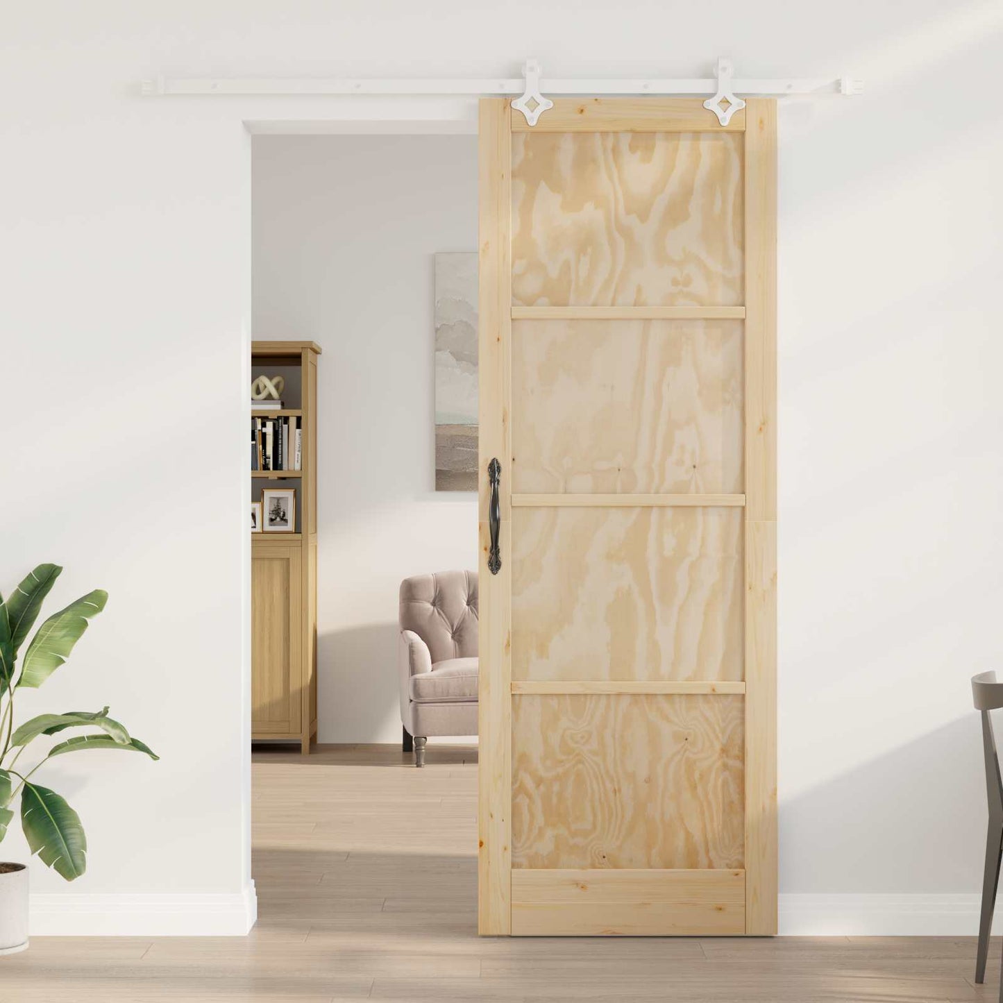 Schuifdeur Natuurlijk en Wit 83 x 232 cm Massief grenenhout is nu te koop bij PeponiXL, paradijselijk wonen!