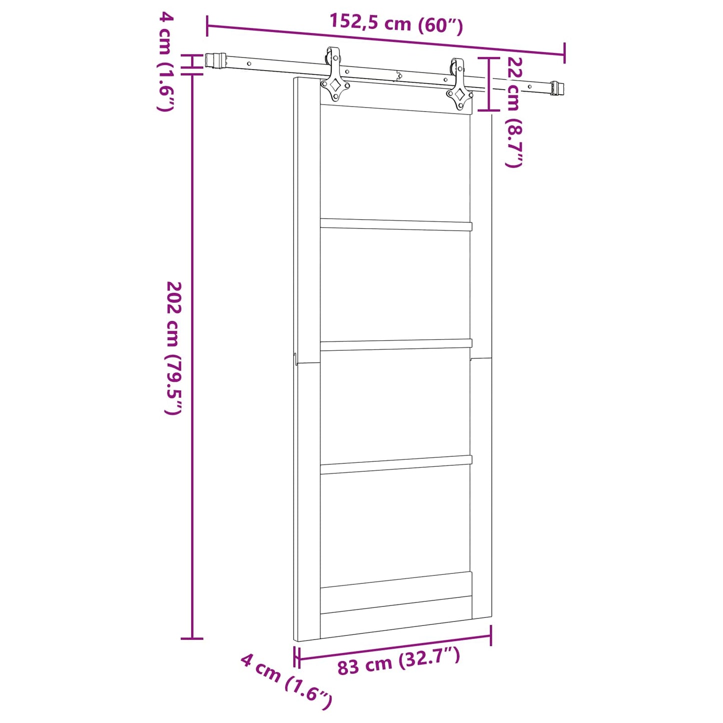 Schuifdeur ORKDAL Wit 83 x 202 cm Massief grenenhout is nu te koop bij PeponiXL, paradijselijk wonen!