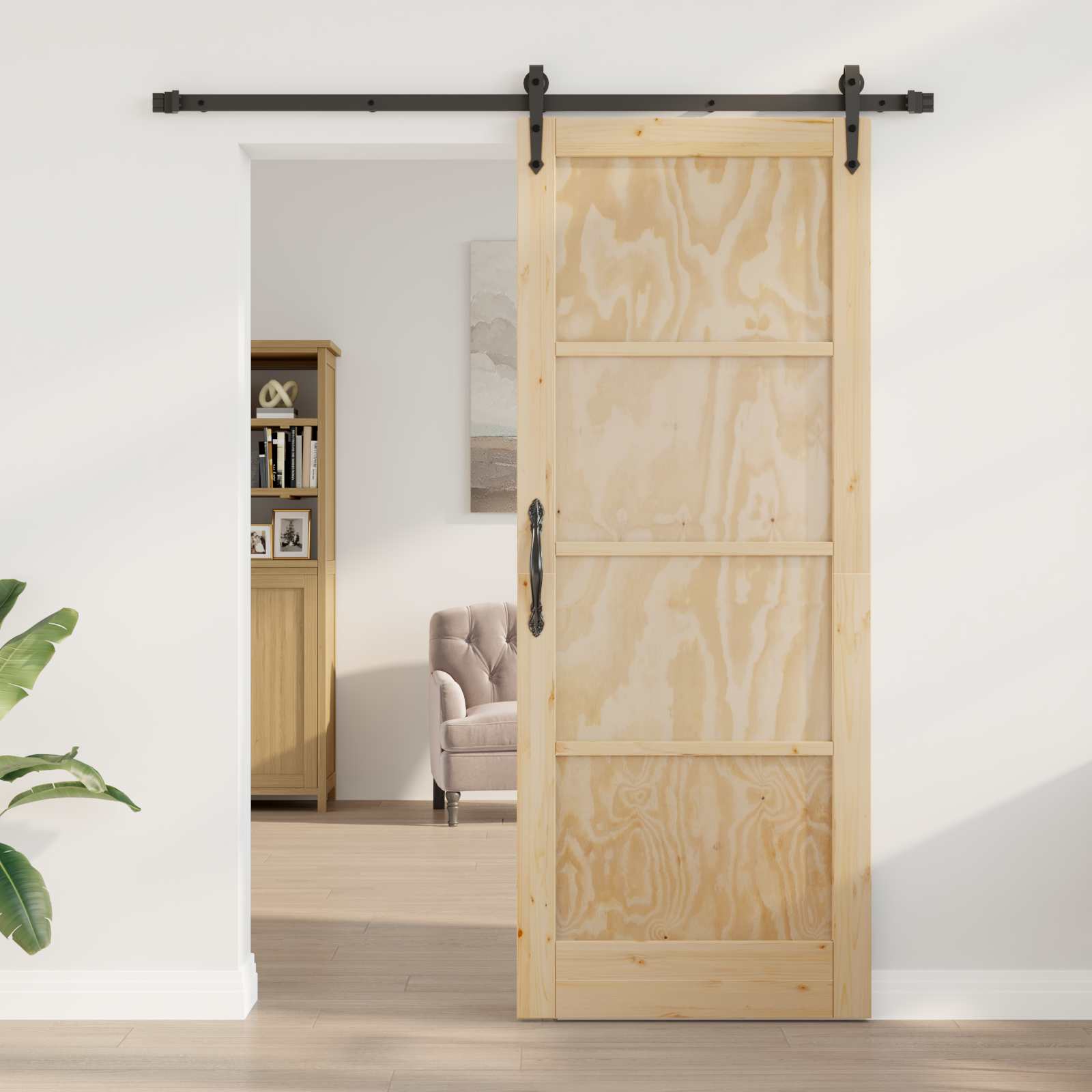 Schuifdeur ORKDAL Naturel en Zwart 83 x 211 cm is nu te koop bij PeponiXL, paradijselijk wonen!