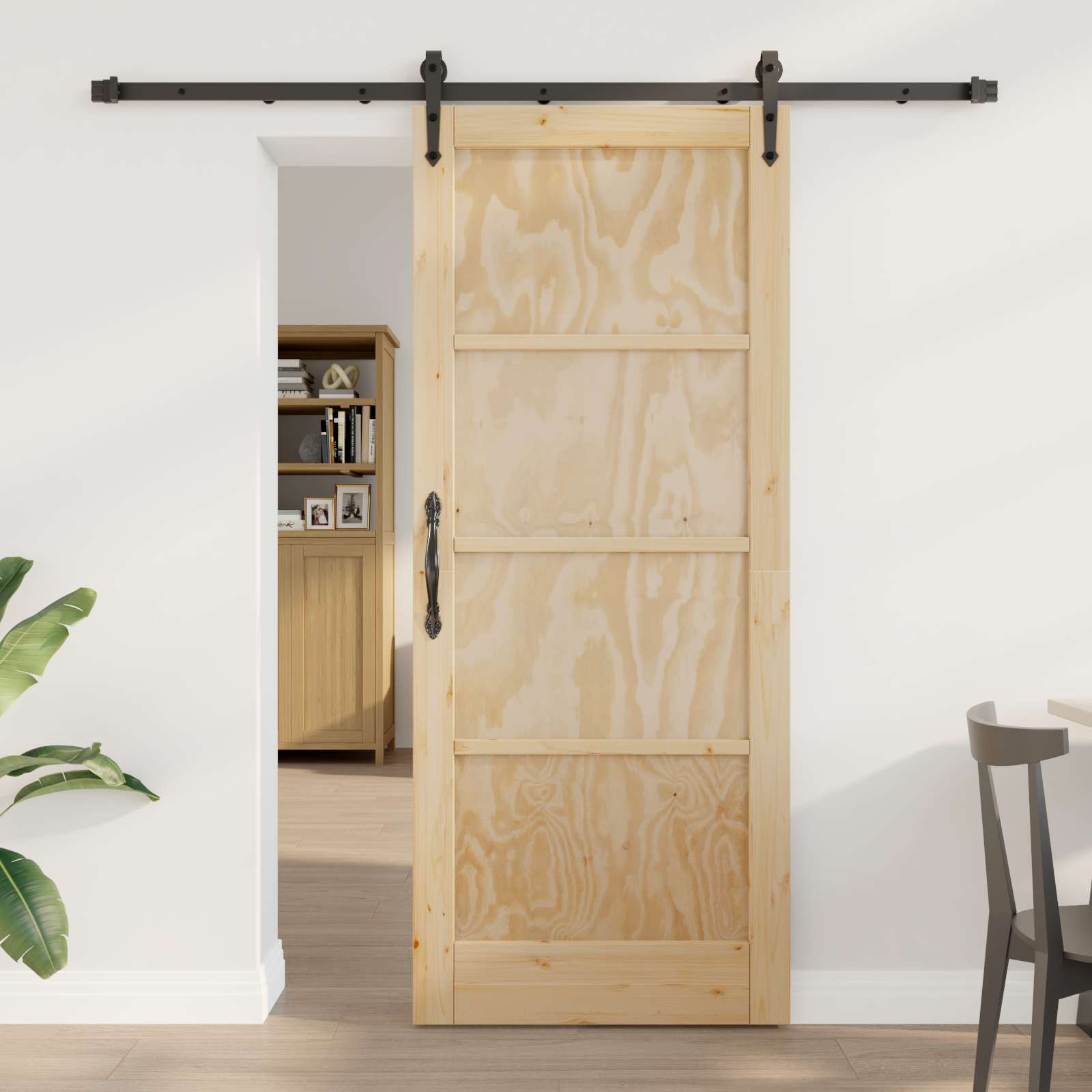Schuifdeur ORKDAL Naturel en Zwart 83 x 202 cm is nu te koop bij PeponiXL, paradijselijk wonen!