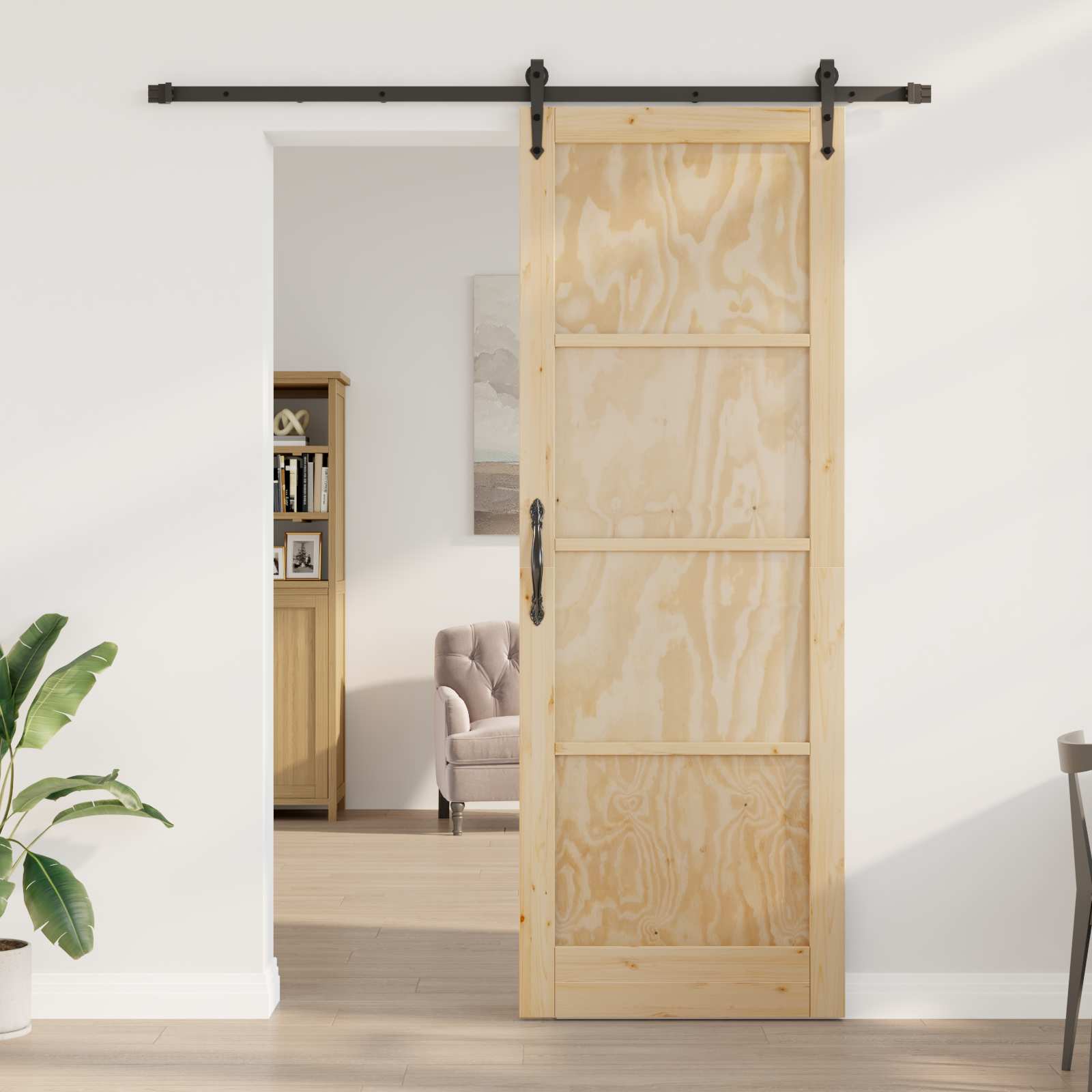 Schuifdeur ORKDAL Naturel en Zwart 83 x 232 cm is nu te koop bij PeponiXL, paradijselijk wonen!