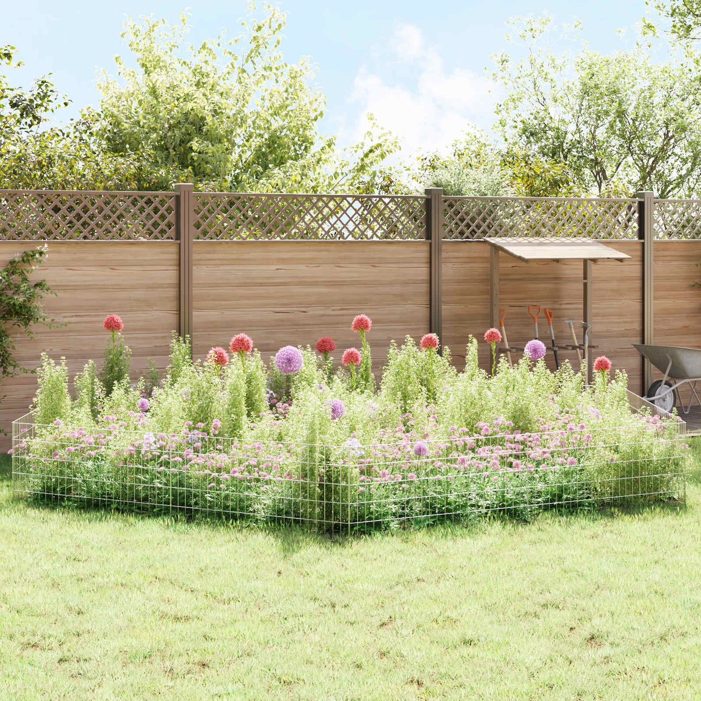 Tuin omheining met palen 48 pcs 115 x 50 cm Mesh Zilverkleurig is nu te koop bij PeponiXL, paradijselijk wonen!