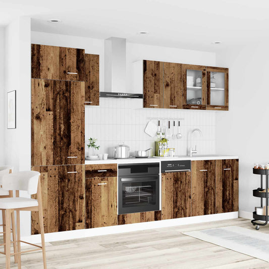 Keuken Eenheid Lyon 8 pcs Oud hout Bewerkt hout is nu te koop bij PeponiXL, paradijselijk wonen!