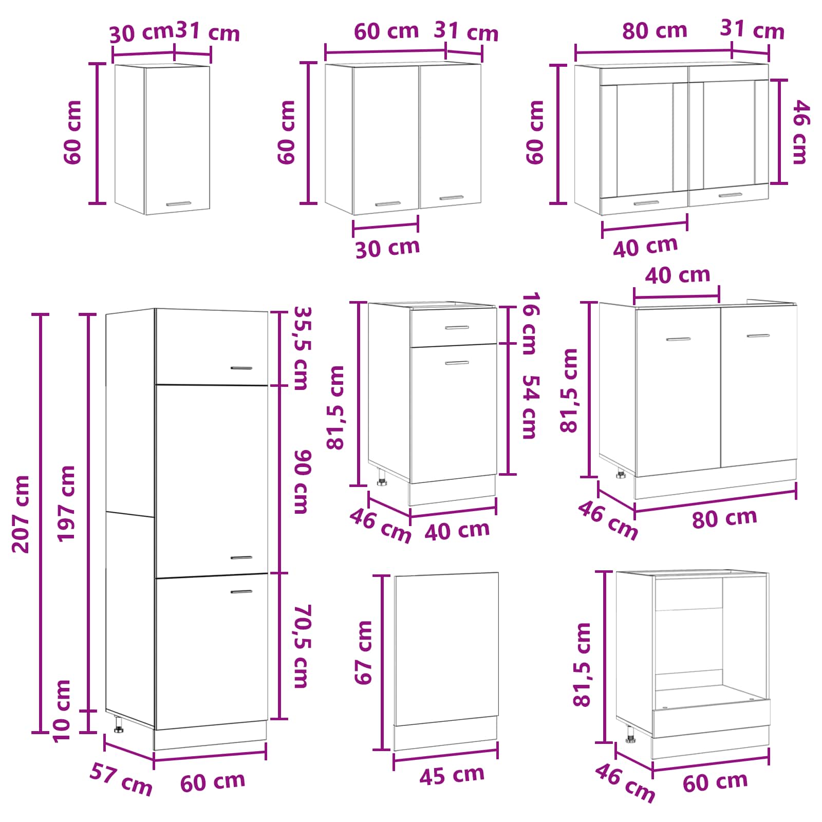Keuken Eenheid Lyon 8 pcs Oud hout Bewerkt hout is nu te koop bij PeponiXL, paradijselijk wonen!