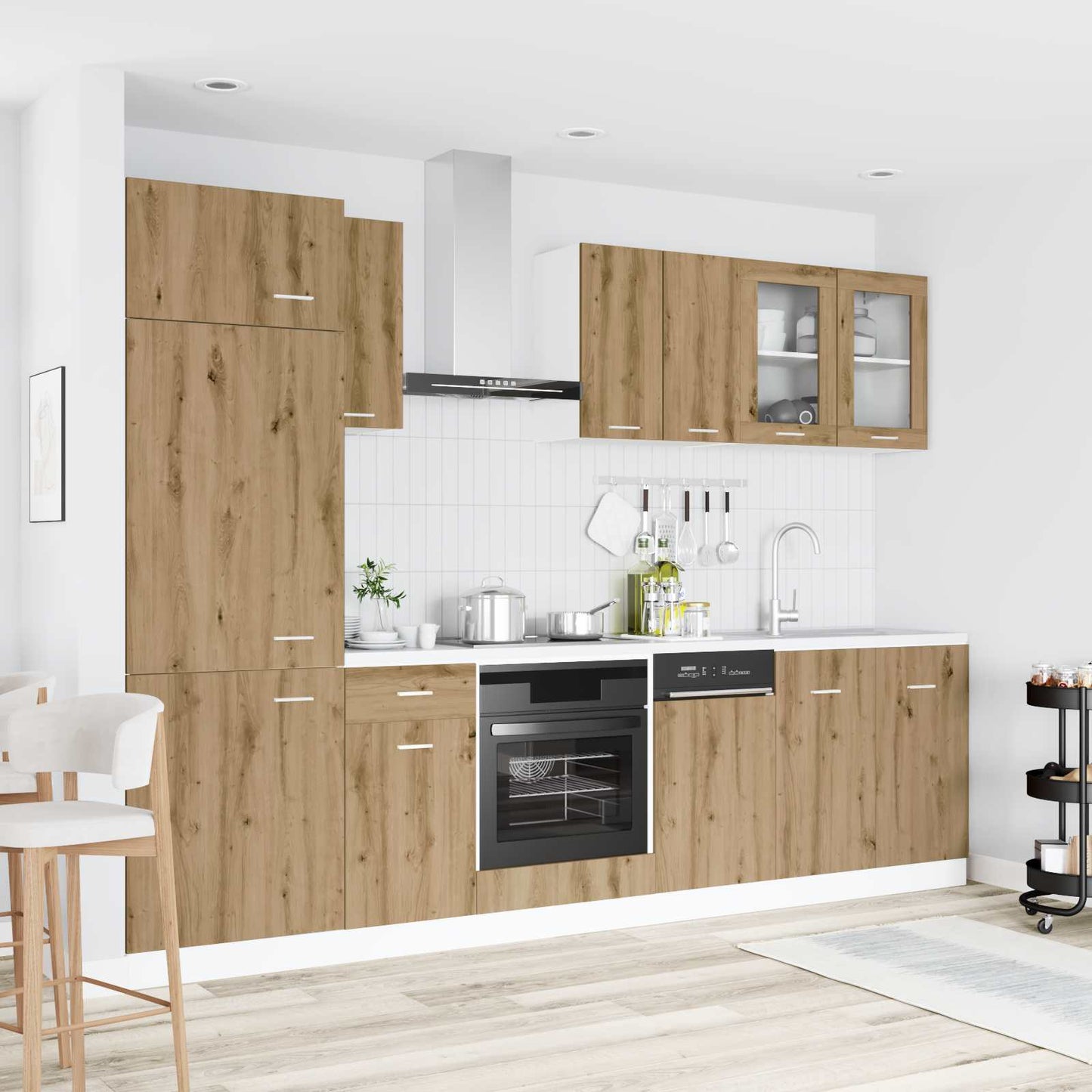 Keuken Eenheid Lyon 8 pcs Artisanaal eiken Bewerkt hout is nu te koop bij PeponiXL, paradijselijk wonen!