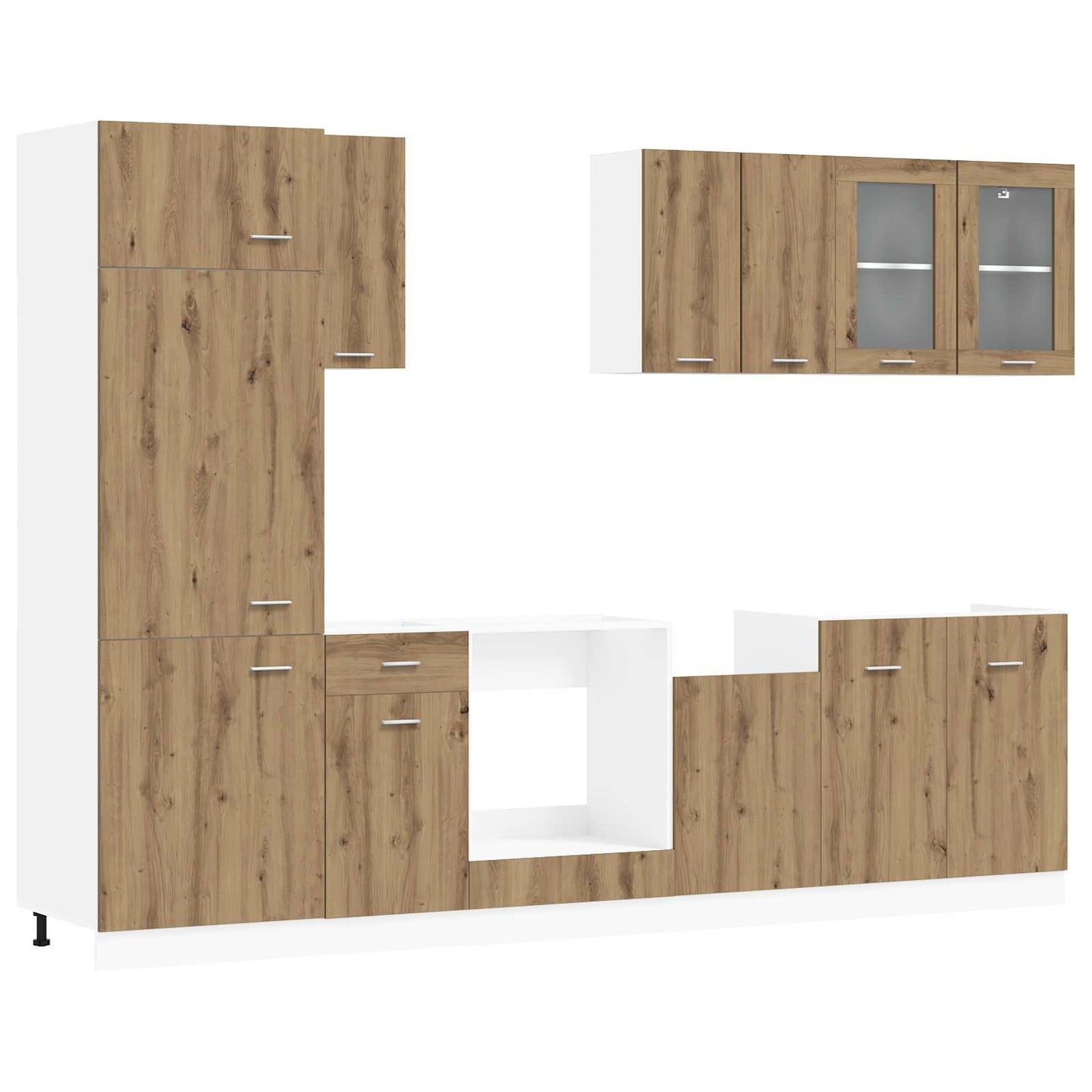 Keuken Eenheid Lyon 8 pcs Artisanaal eiken Bewerkt hout is nu te koop bij PeponiXL, paradijselijk wonen!